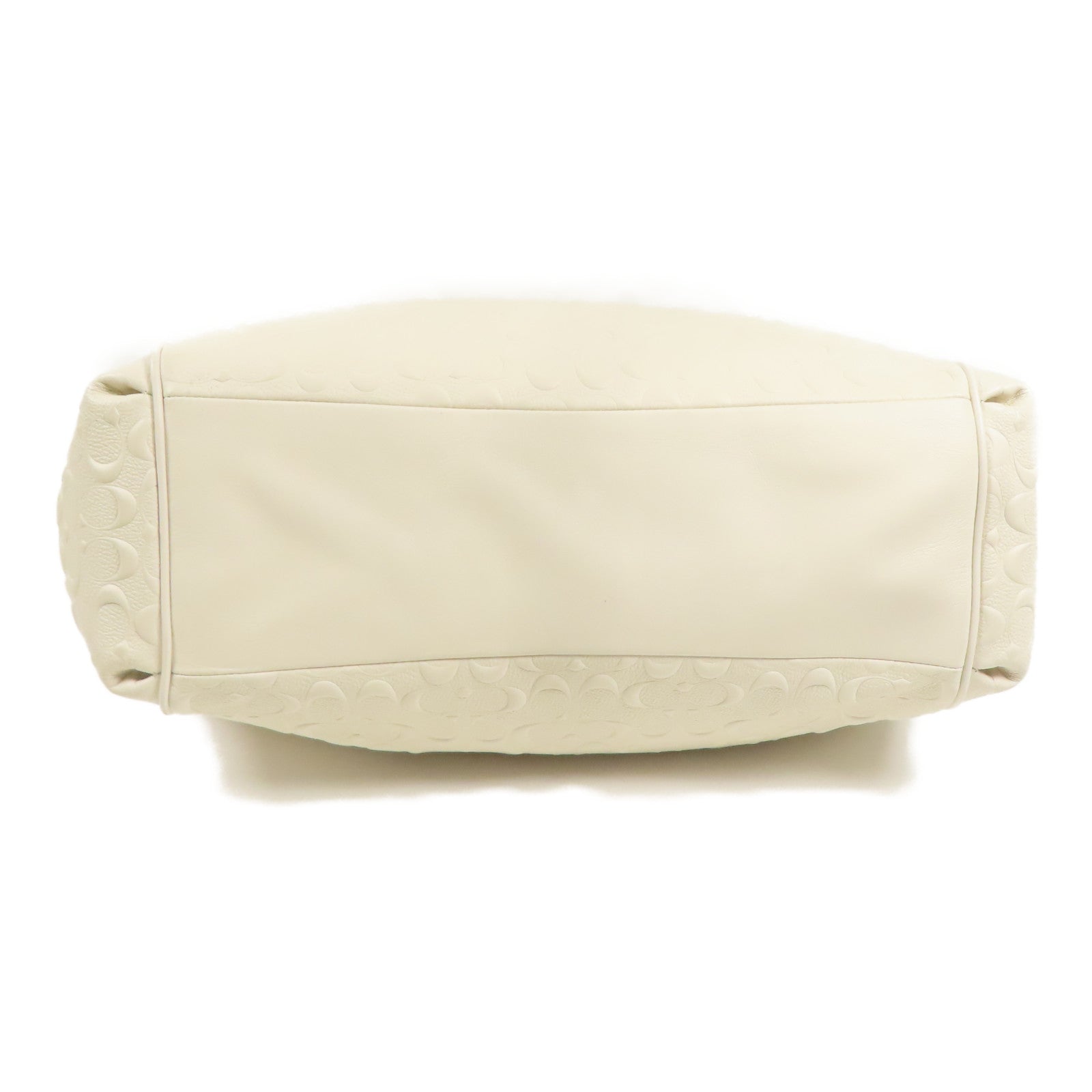 COACH GHW Shoulder Bag Calfskin Leather White