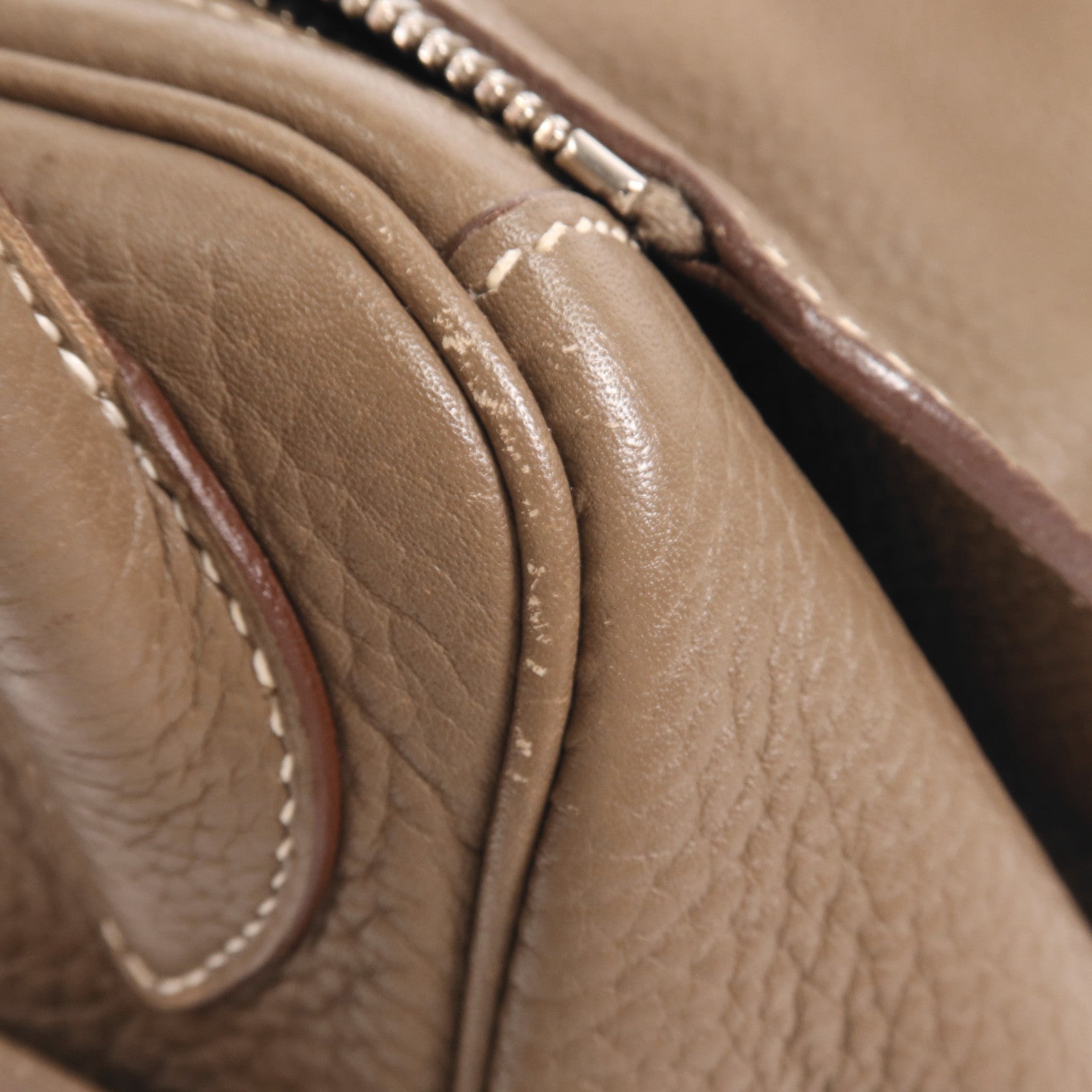 HERMES Togo皮革Lindy 30銀扣手挽肩背兩用袋Etoupe