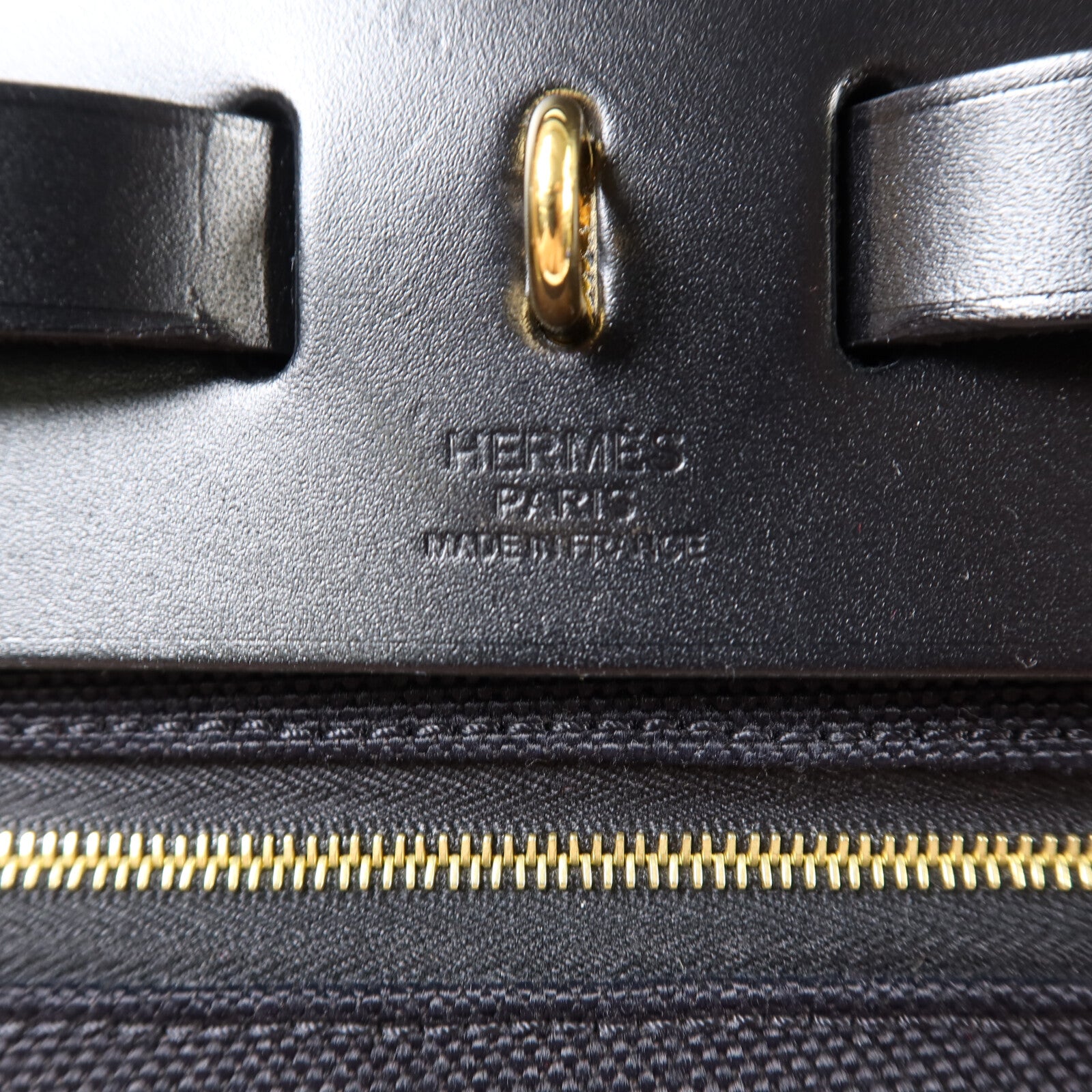 HERMES 帆布Herbag PM金扣手挽肩背兩用袋Noir