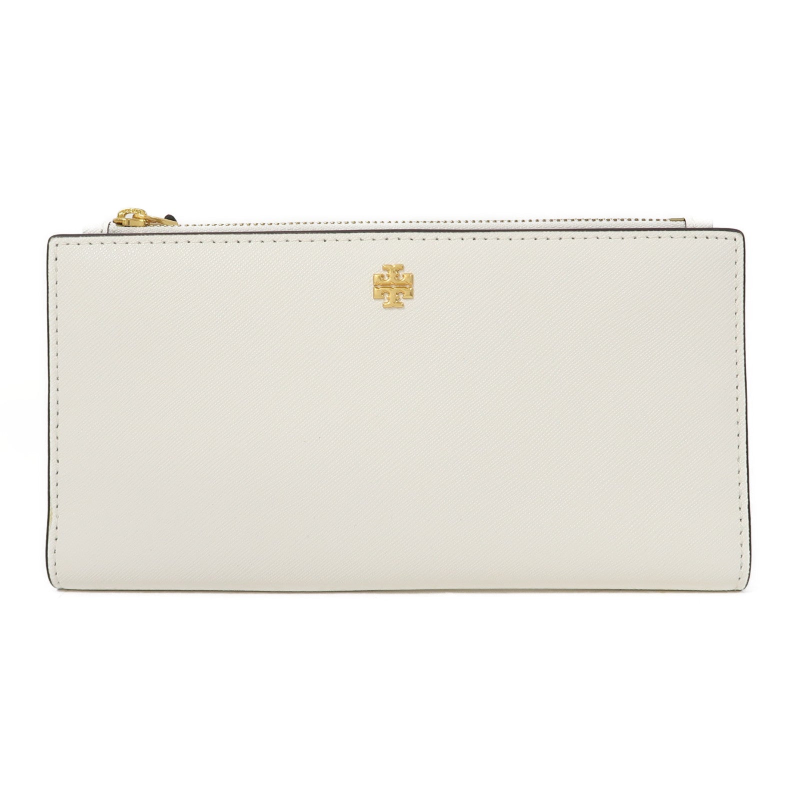 Tory Burch 牛皮皮革Zipper Long Wallet金扣長錢包白色