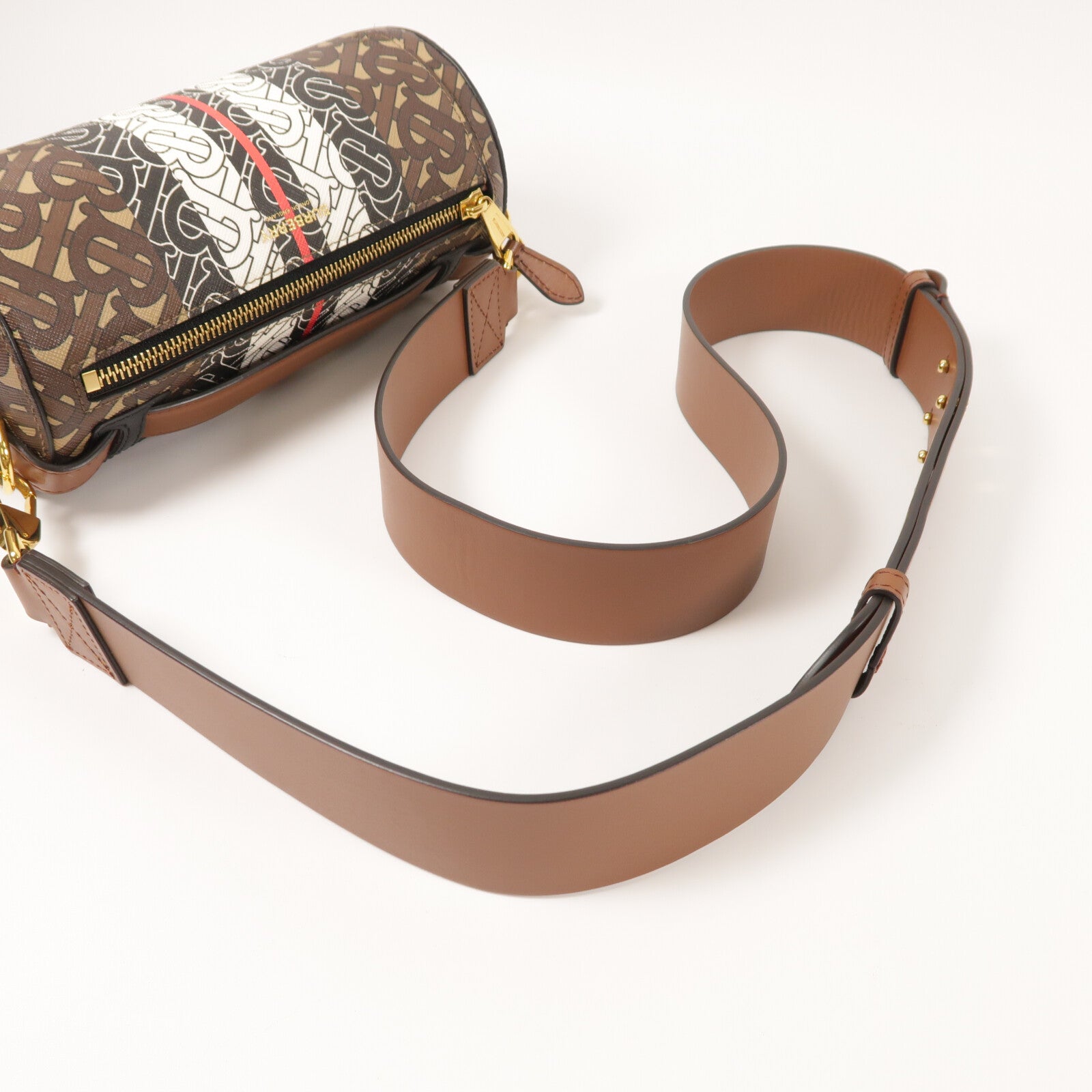 BURBERRY 塗層帆布Mongram Stripe金扣手挽肩背兩用袋