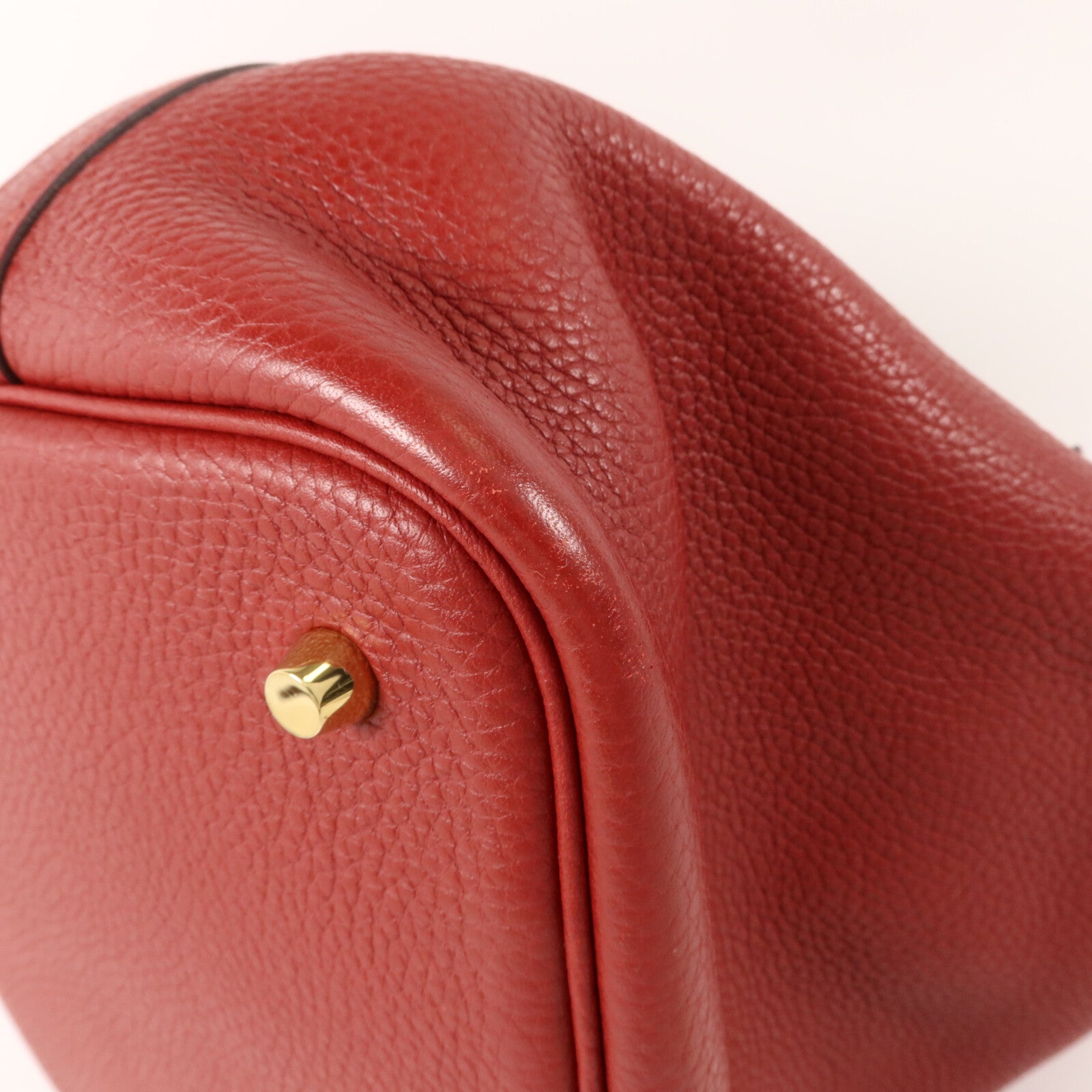 HERMES Clemence皮革Picotin MM扣手挽袋Rouge Garance