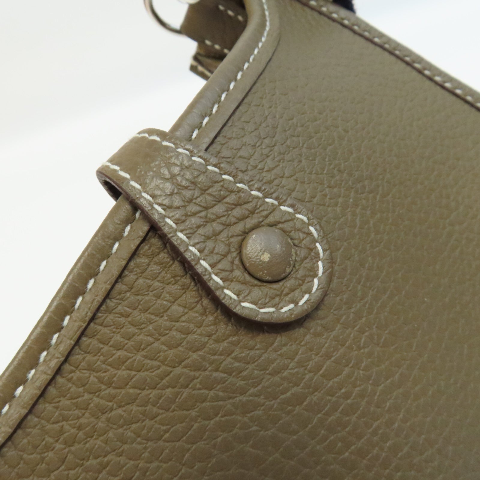 HERMES Clemence皮革Evelyne TPM Shoulder Bag銀扣肩背袋Etoupe/啡色