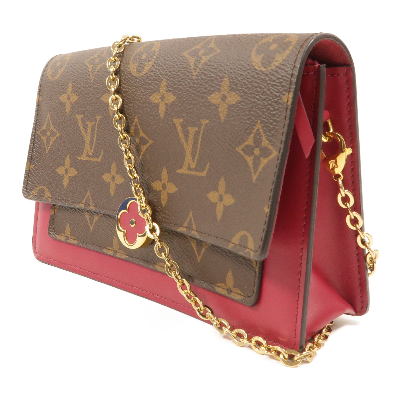 LOUIS VUITTON Monogram Portefeuille Flore鏈帶肩背袋