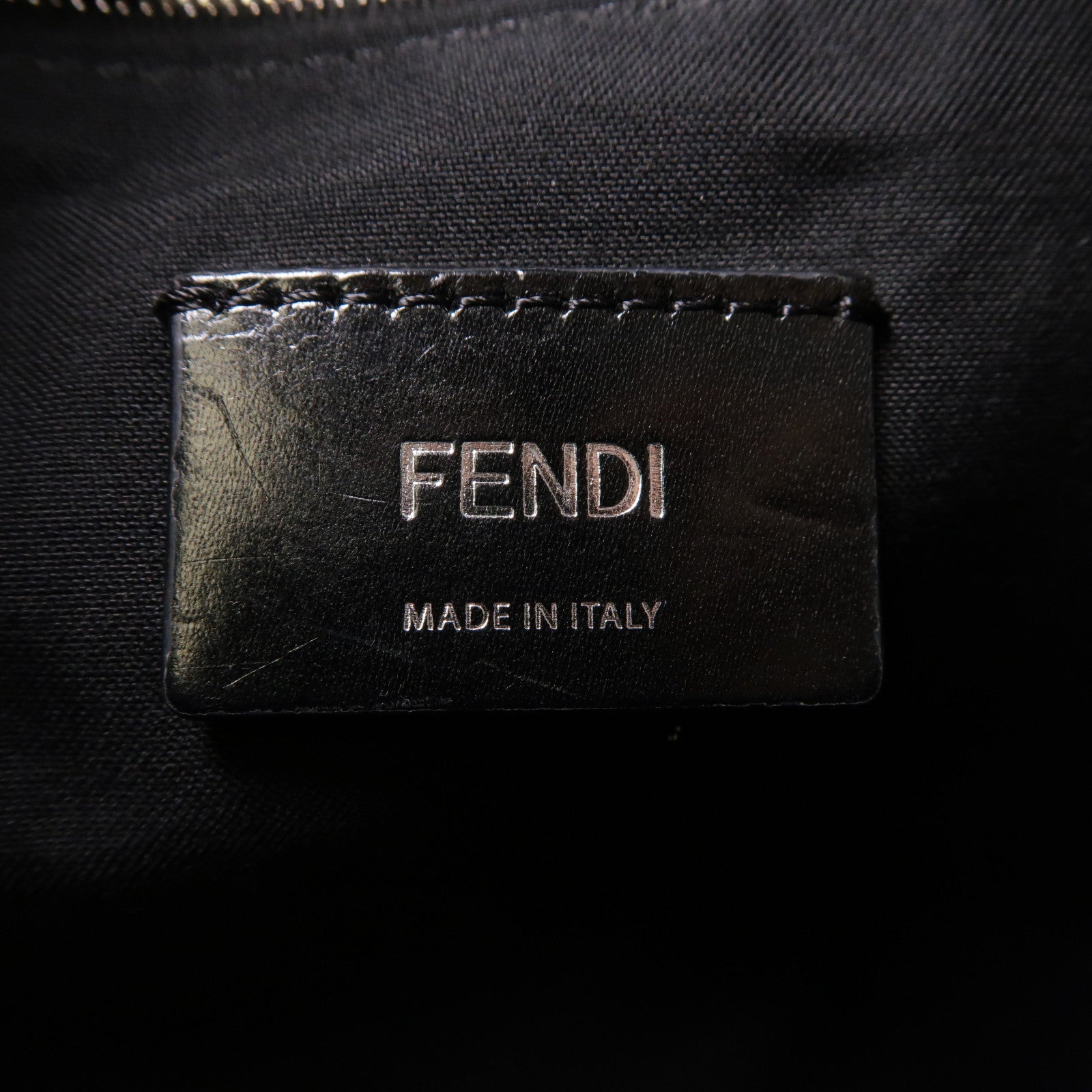 FENDI 塗層帆布/牛皮皮革Shoulder Bag銀扣肩背袋黑色/灰色/黃色