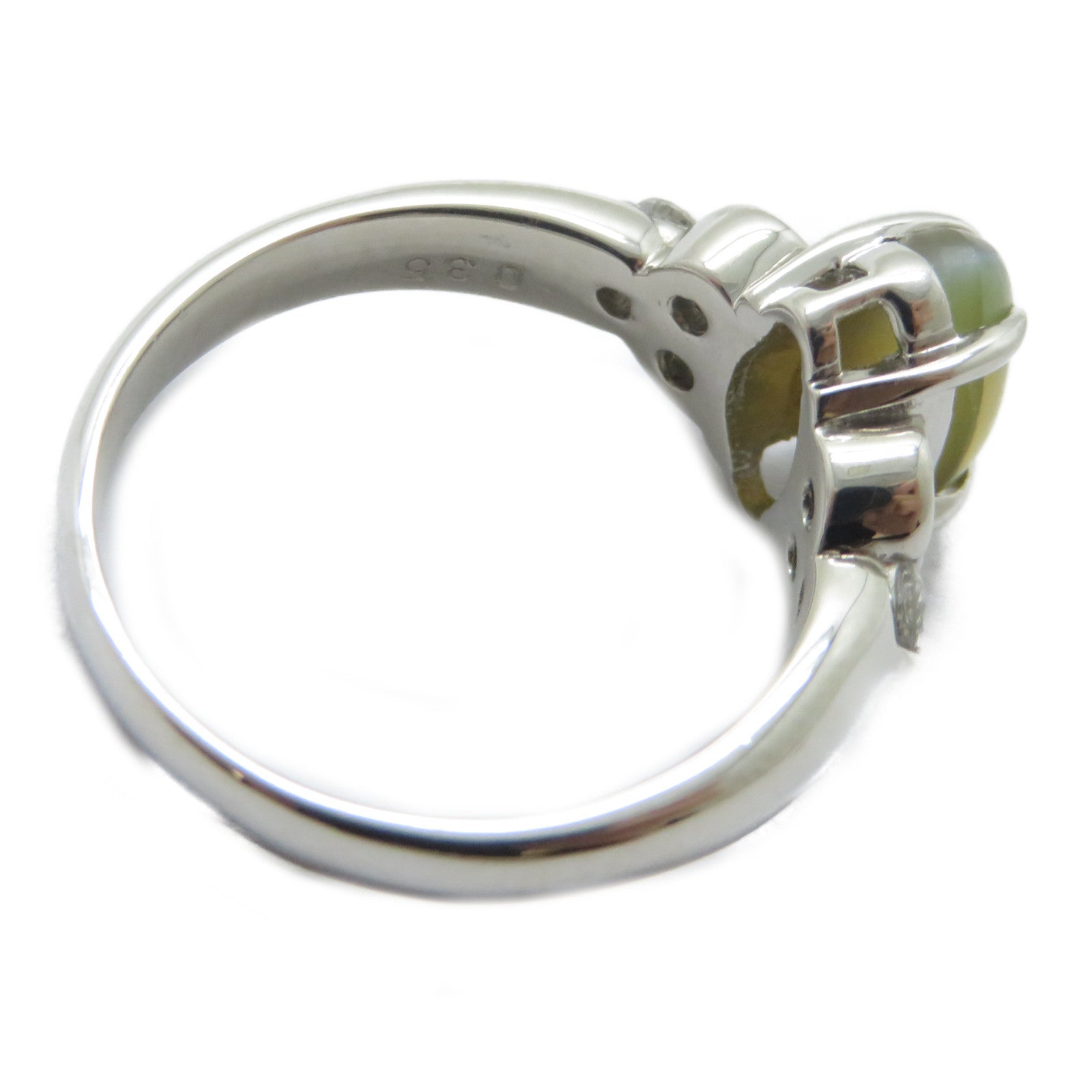 JEWELRY 【激減優惠】PT900鉑金Cat's Eye Ring 1.72ct貓眼石/0.35ct鑽石戒指US#5.25