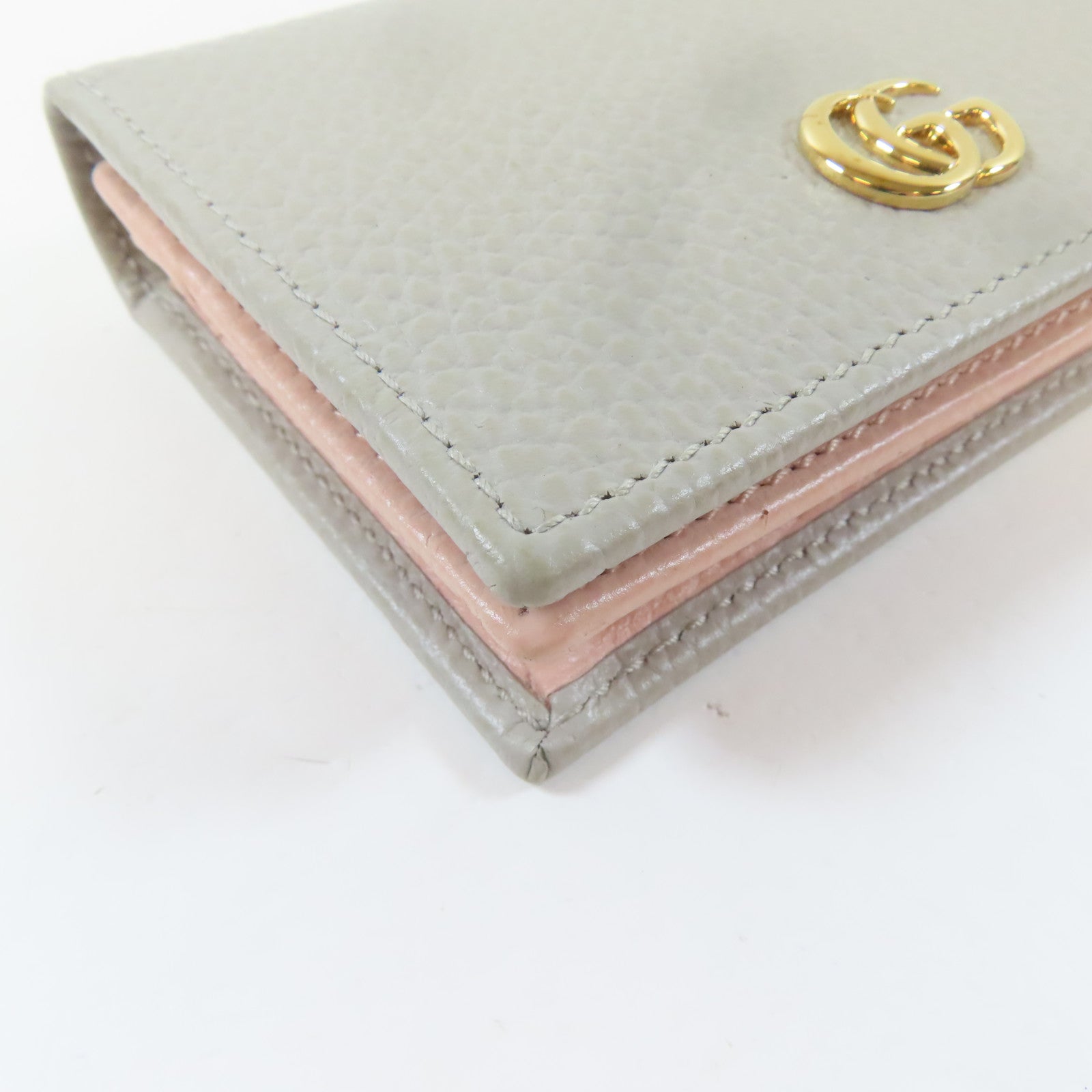 GUCCI 牛皮皮革Bifold Wallet金扣錢包灰色