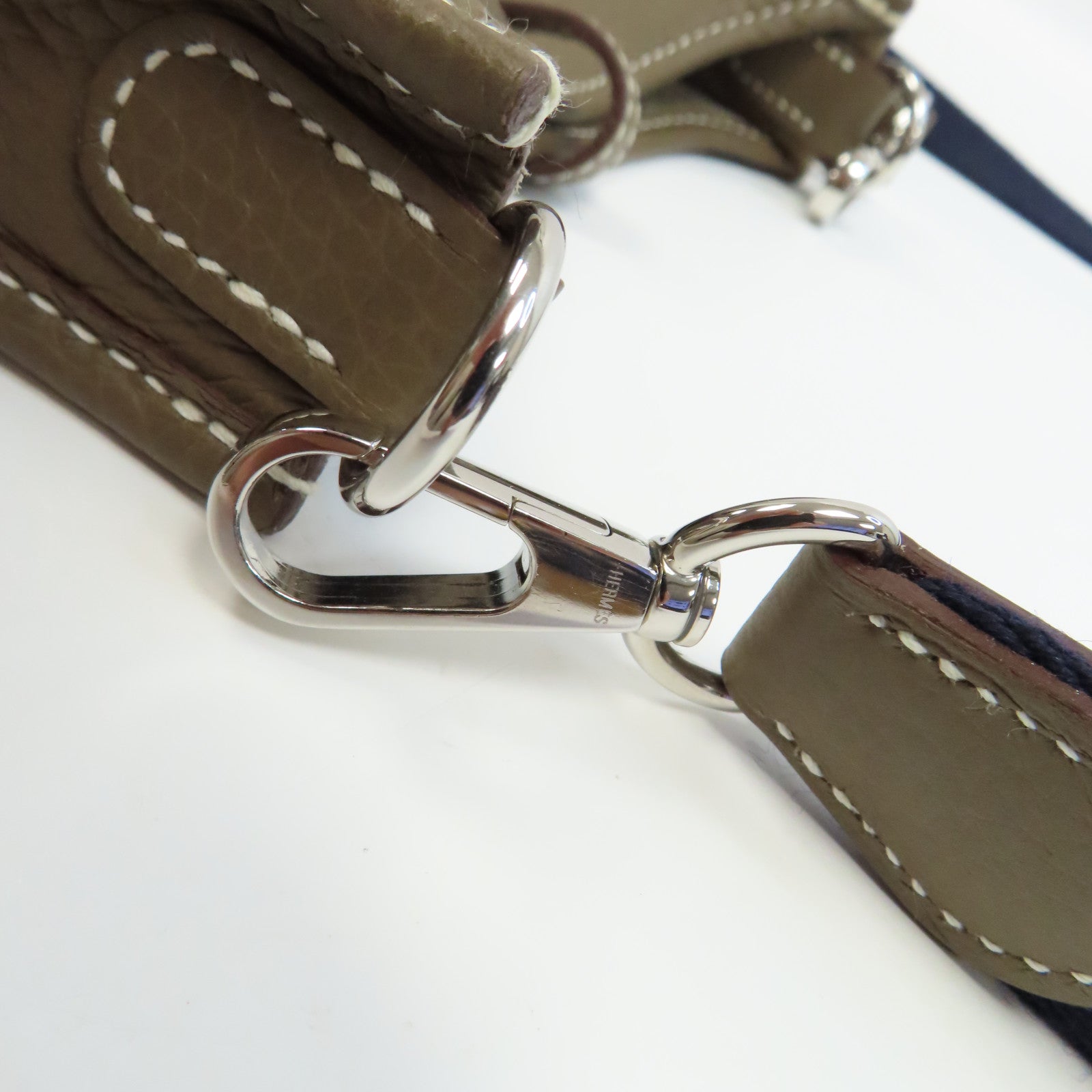 HERMES Clemence皮革Evelyne TPM Shoulder Bag銀扣肩背袋Etoupe/啡色