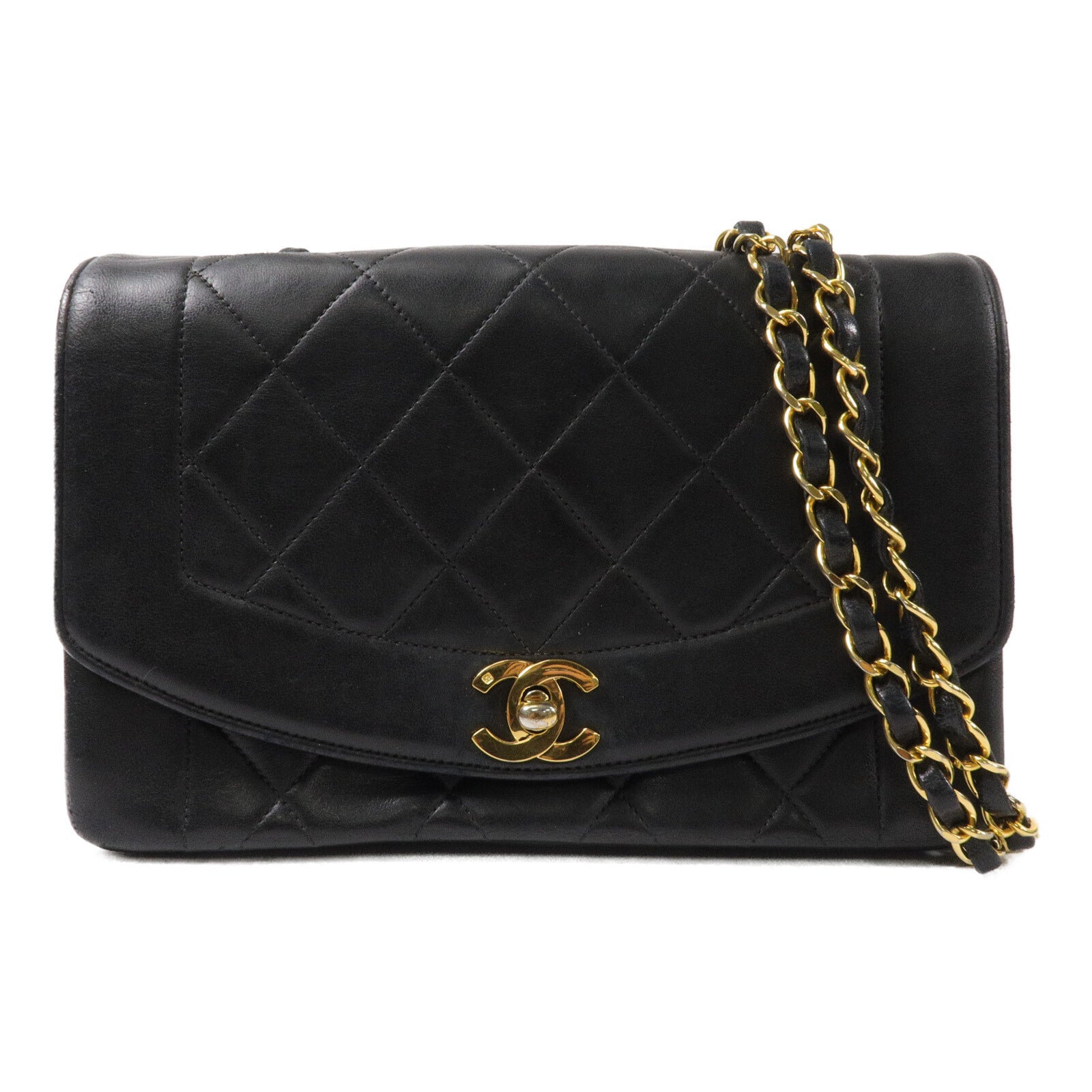 CHANEL 羊皮皮革Vintage Diana鏈帶肩背袋