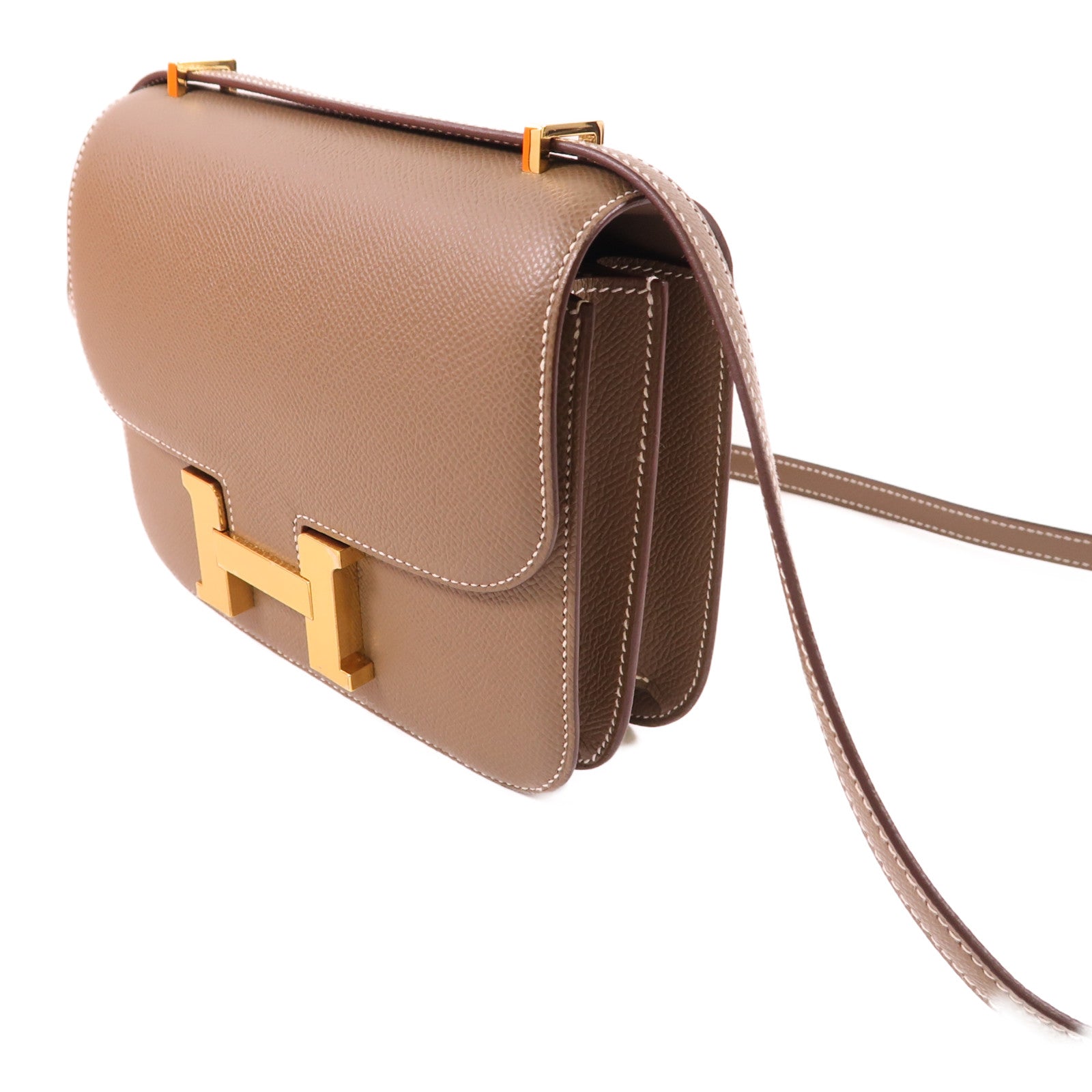 HERMES Epsom皮革Constance Mini金扣肩背袋Etoupe