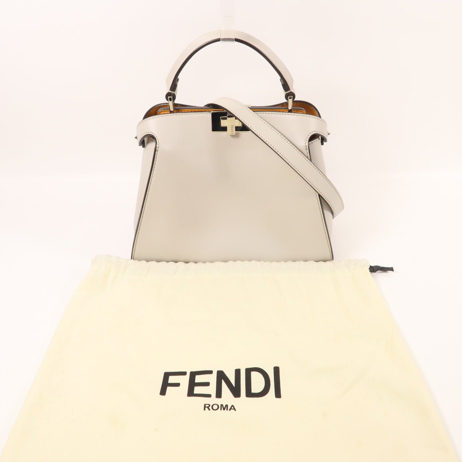 FENDI 牛皮皮革Peekaboo銀扣手挽肩背兩用袋