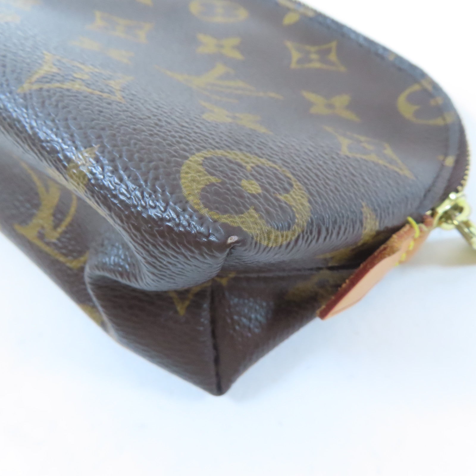 LOUIS VUITTON Monogram Cosmetic Pouch金扣小袋啡色