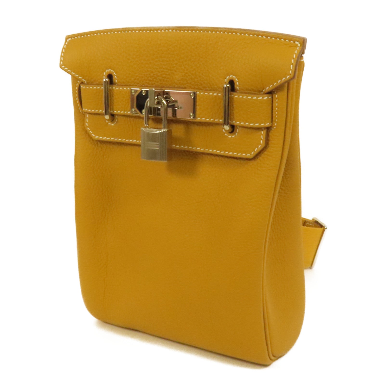 HERMES Togo皮革Hac A Dos PM銀扣背包Natural Sable