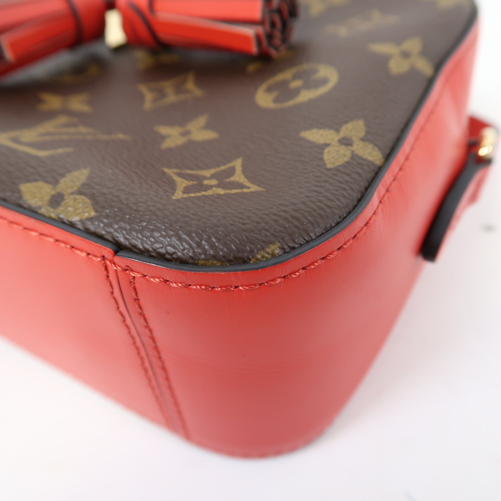 LOUIS VUITTON Monogram Saintonge金扣肩背袋啡色/紅色