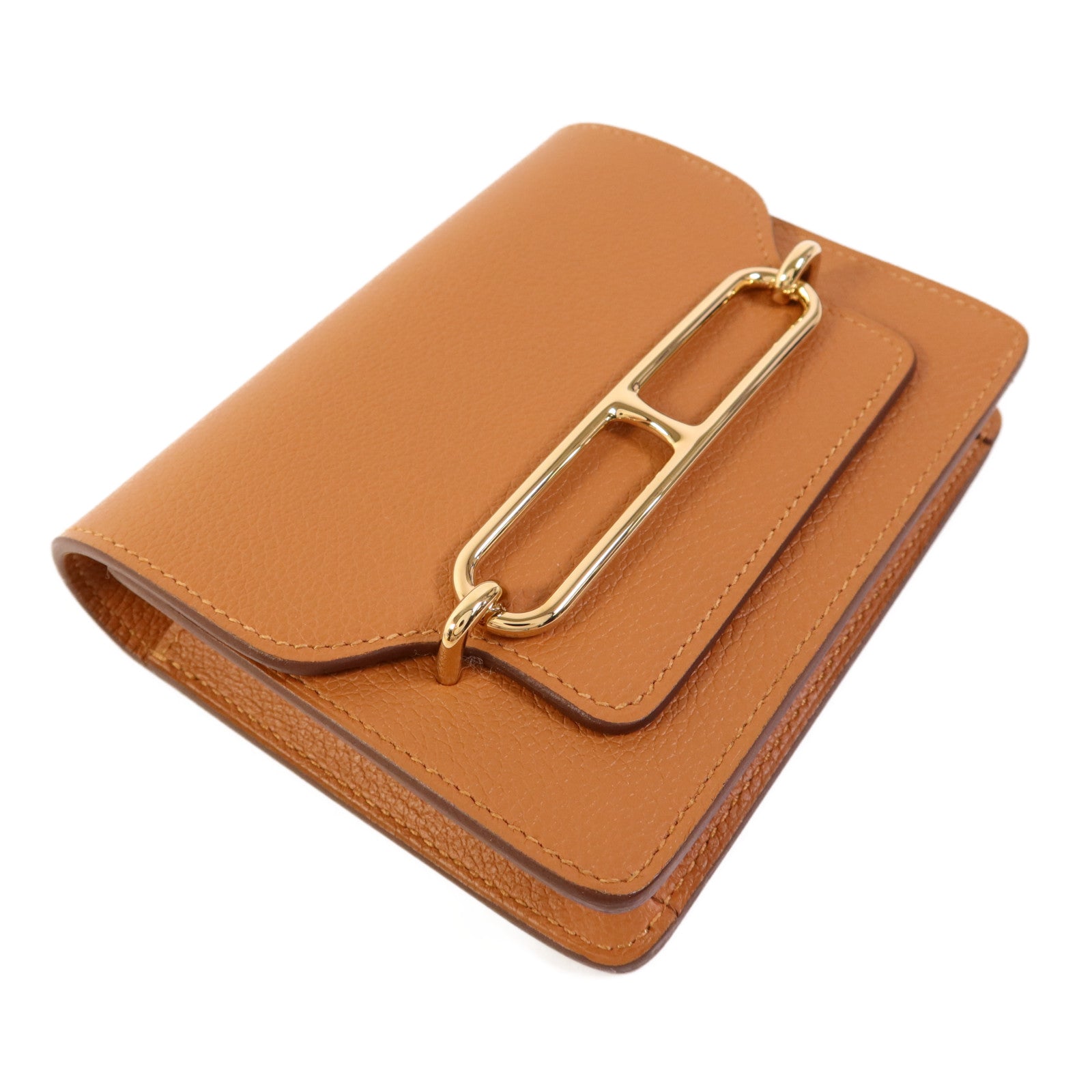 HERMES 【激減優惠】Evercolor皮革Roulis Slim金扣手拿包Gold