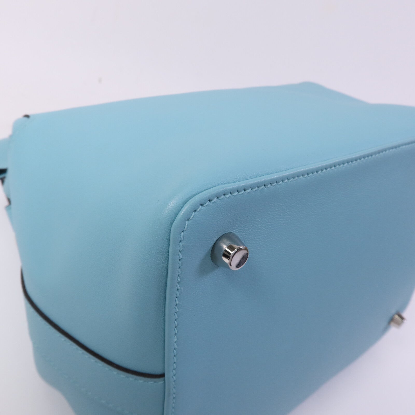 HERMES Swift皮革Toobox 20銀扣手挽肩背兩用袋Bleu St Cyr