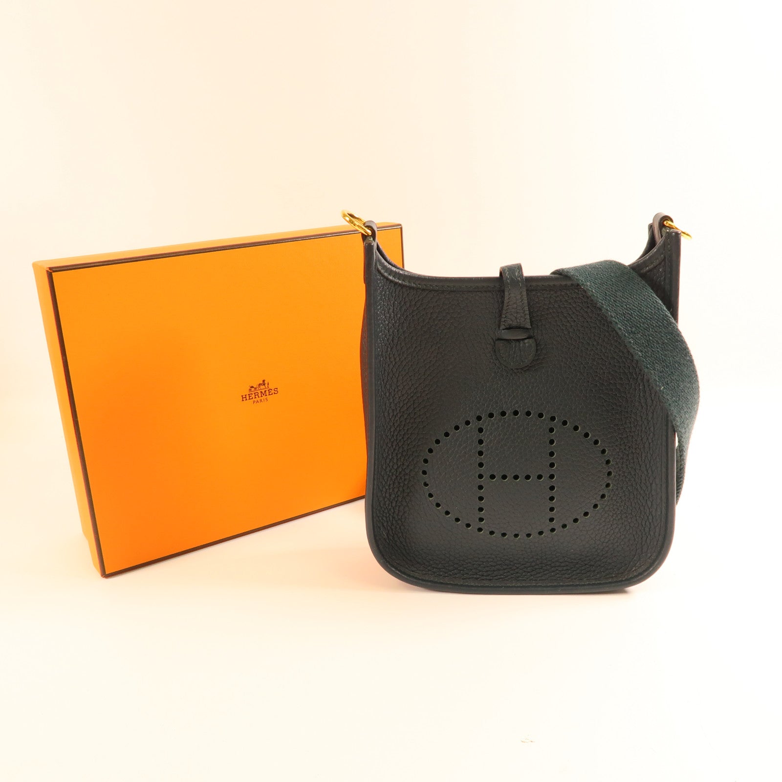 HERMES Clemence皮革Evelyne TPM金扣肩背袋