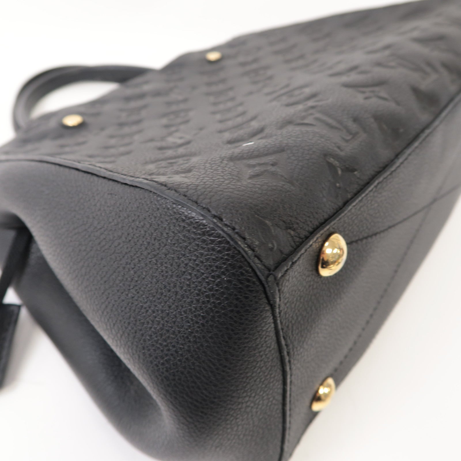 LOUIS VUITTON Monogram Empreinte Montaigne MM手挽肩背兩用袋黑色