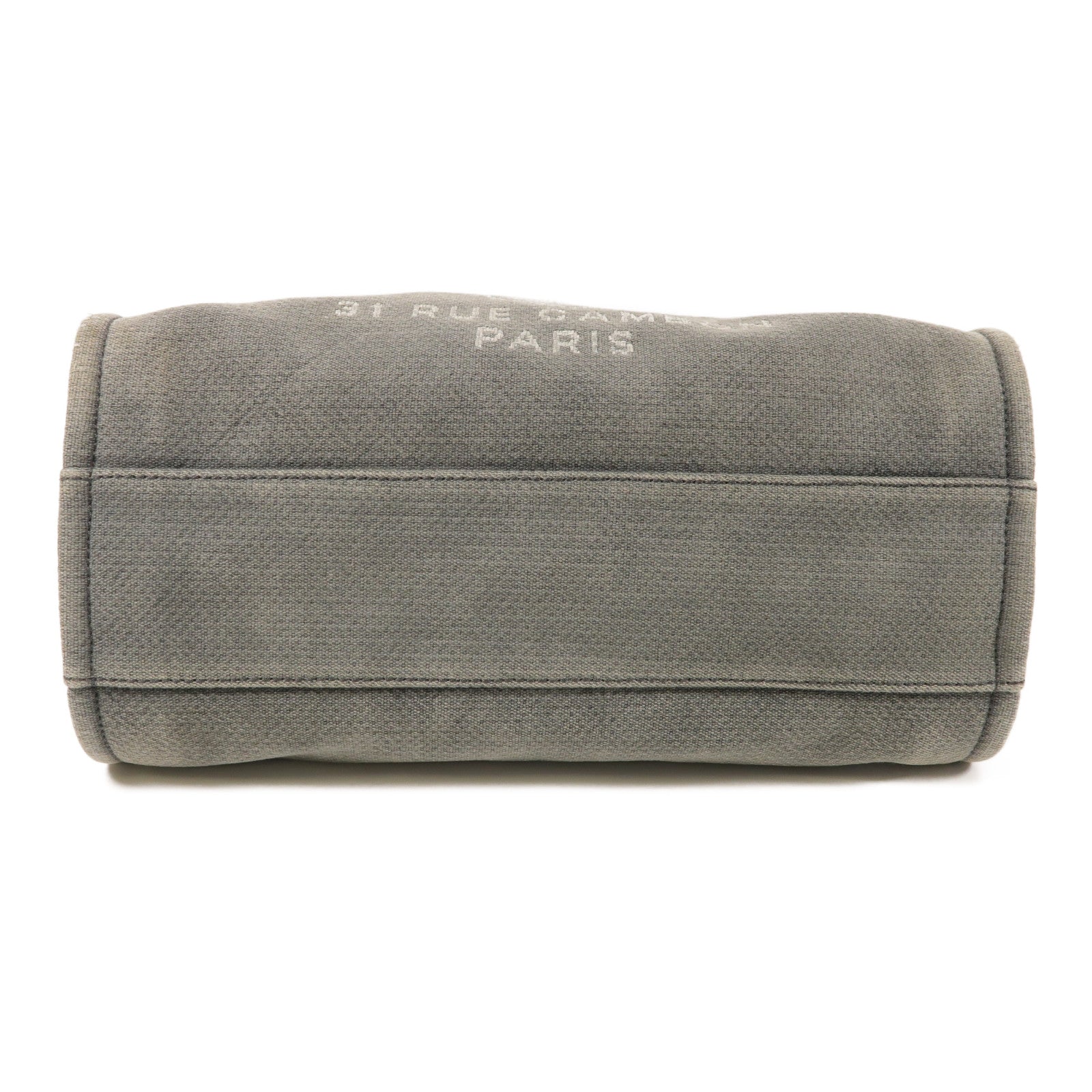 CHANEL 帆布Deauville Tote銀扣肩背袋