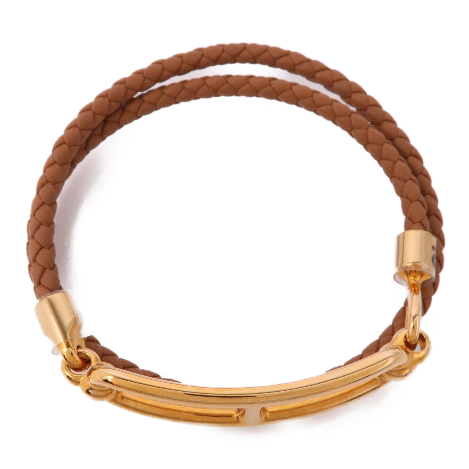 HERMES Swift皮革Roulis Double Tour Bracelet金扣手鐲Gold