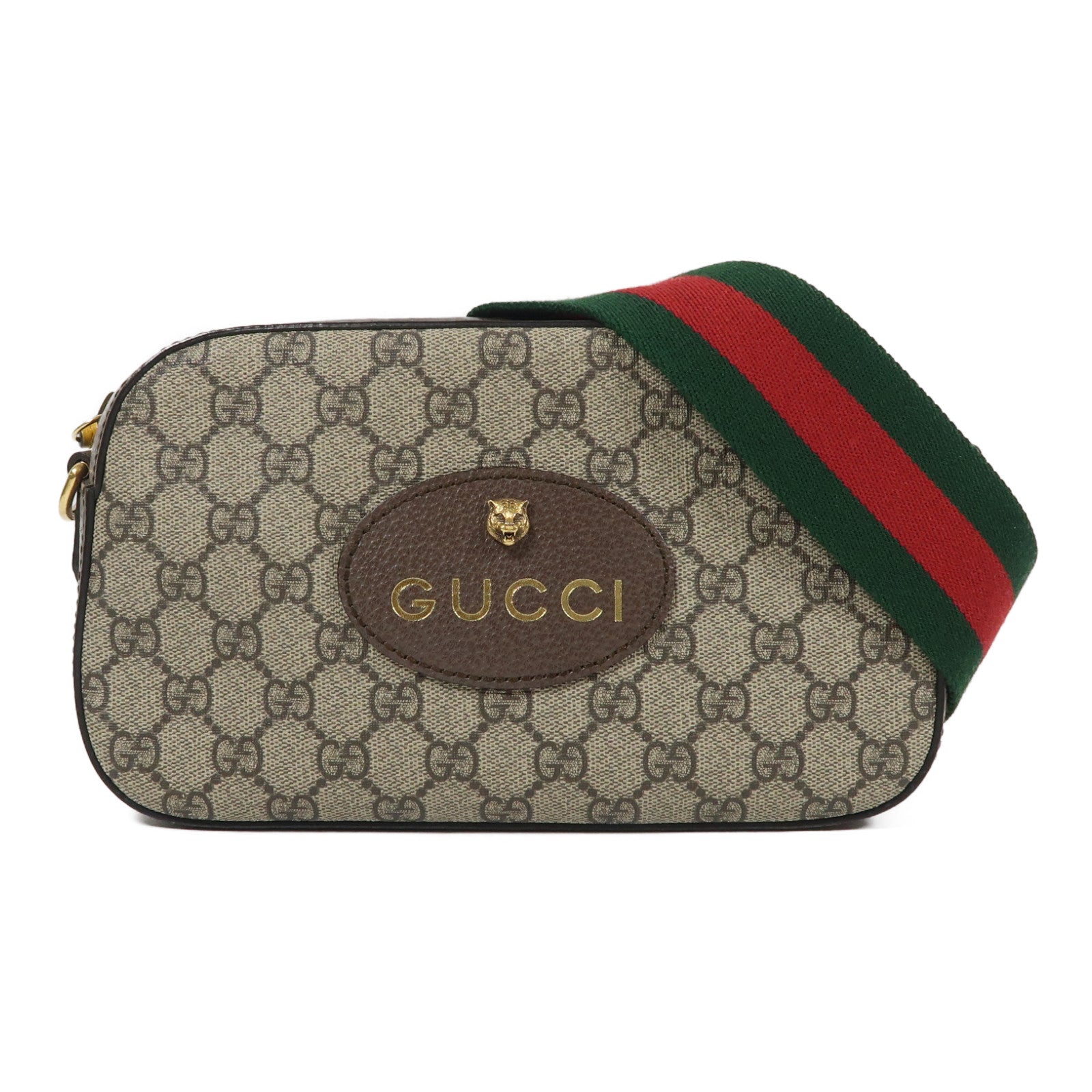 GUCCI 塗層帆布Neo Vintage GG Supreme金扣肩背袋啡色