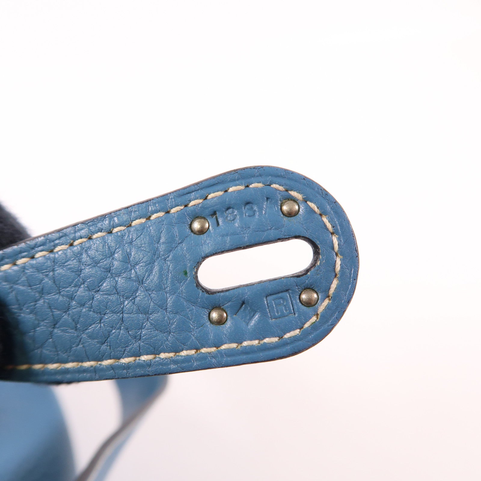 HERMES Clemence皮革Lindy 30銀扣手挽肩背兩用袋Bleu Jean