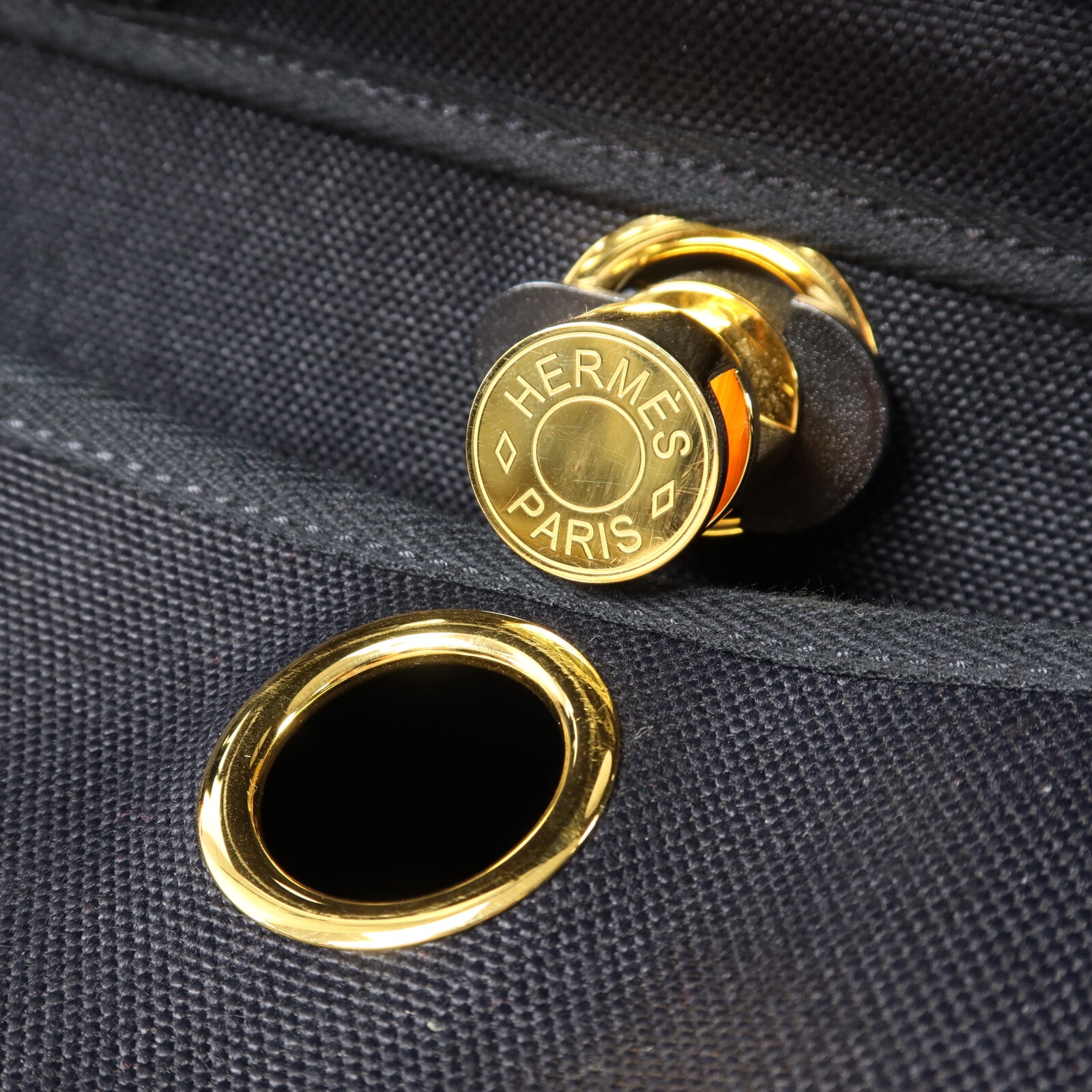 HERMES 帆布Herbag PM金扣手挽肩背兩用袋Noir