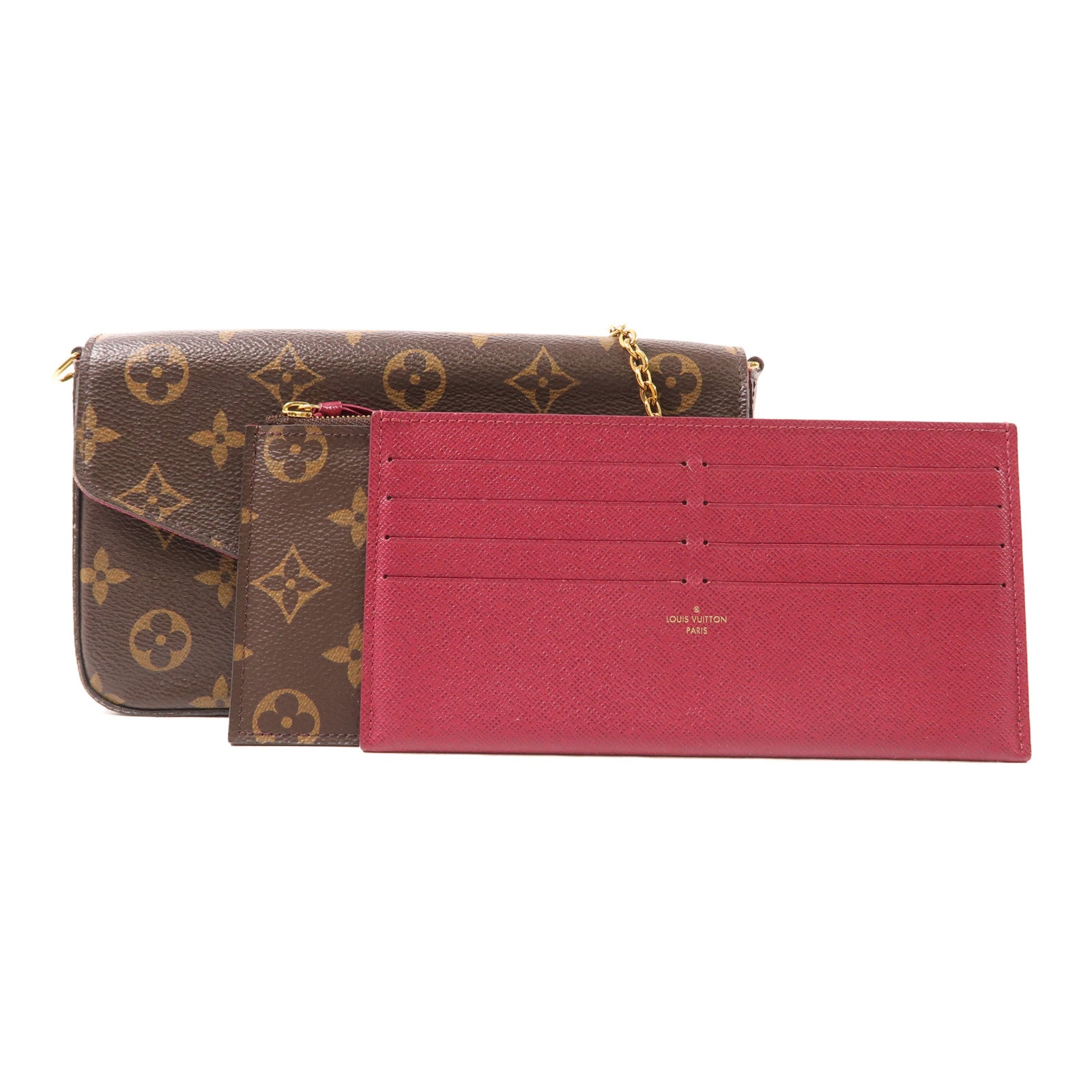 LOUIS VUITTON LV GHW Felicie Pochette Chain Shoulder Bag M61276 Monogram Brown