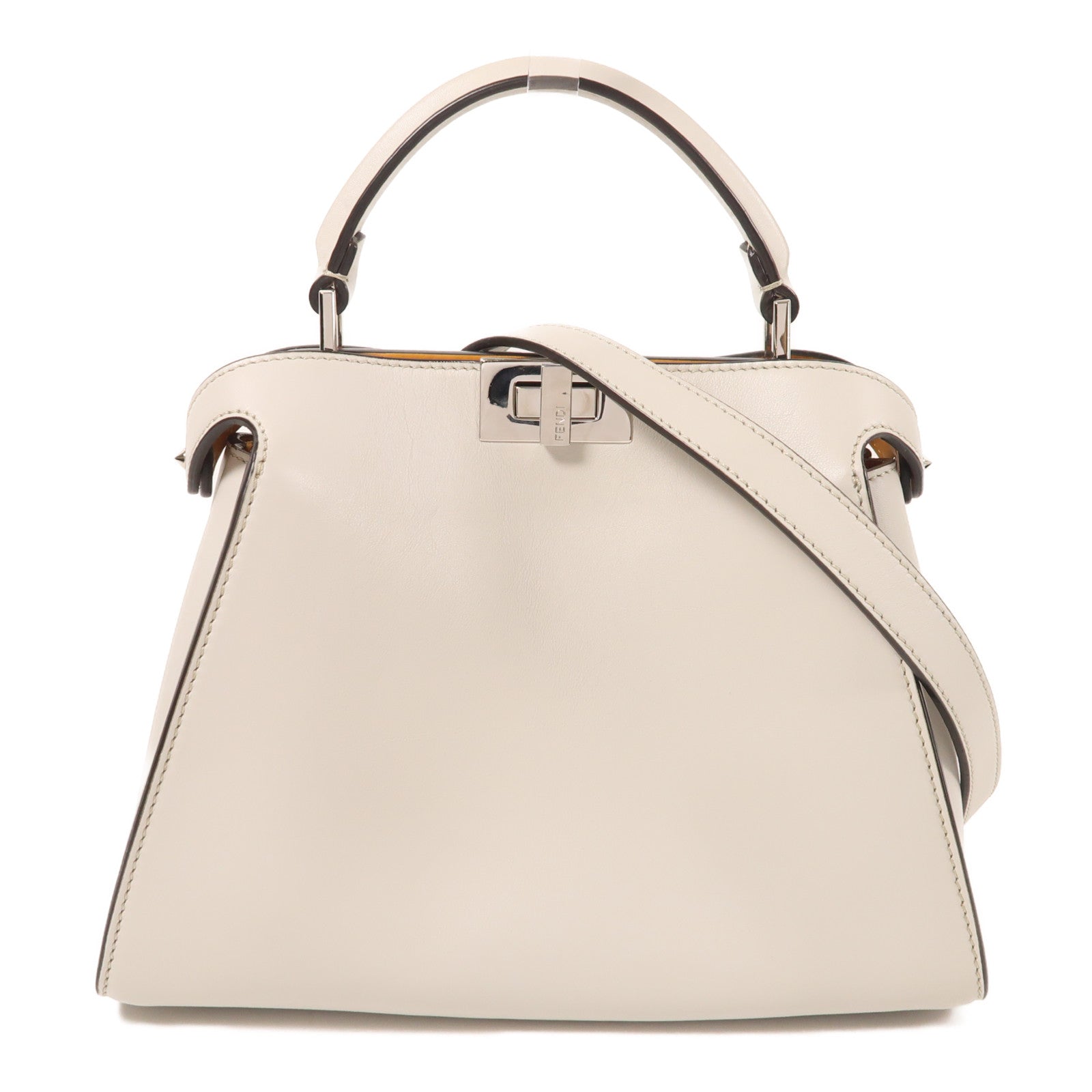 FENDI 牛皮皮革Peekaboo銀扣手挽肩背兩用袋