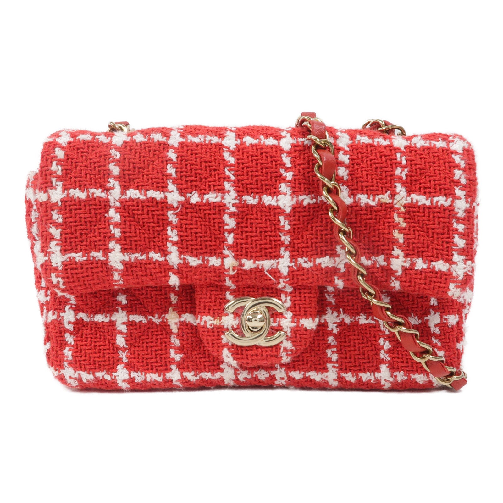 CHANEL Tweed Mini Flap鏈帶肩背袋