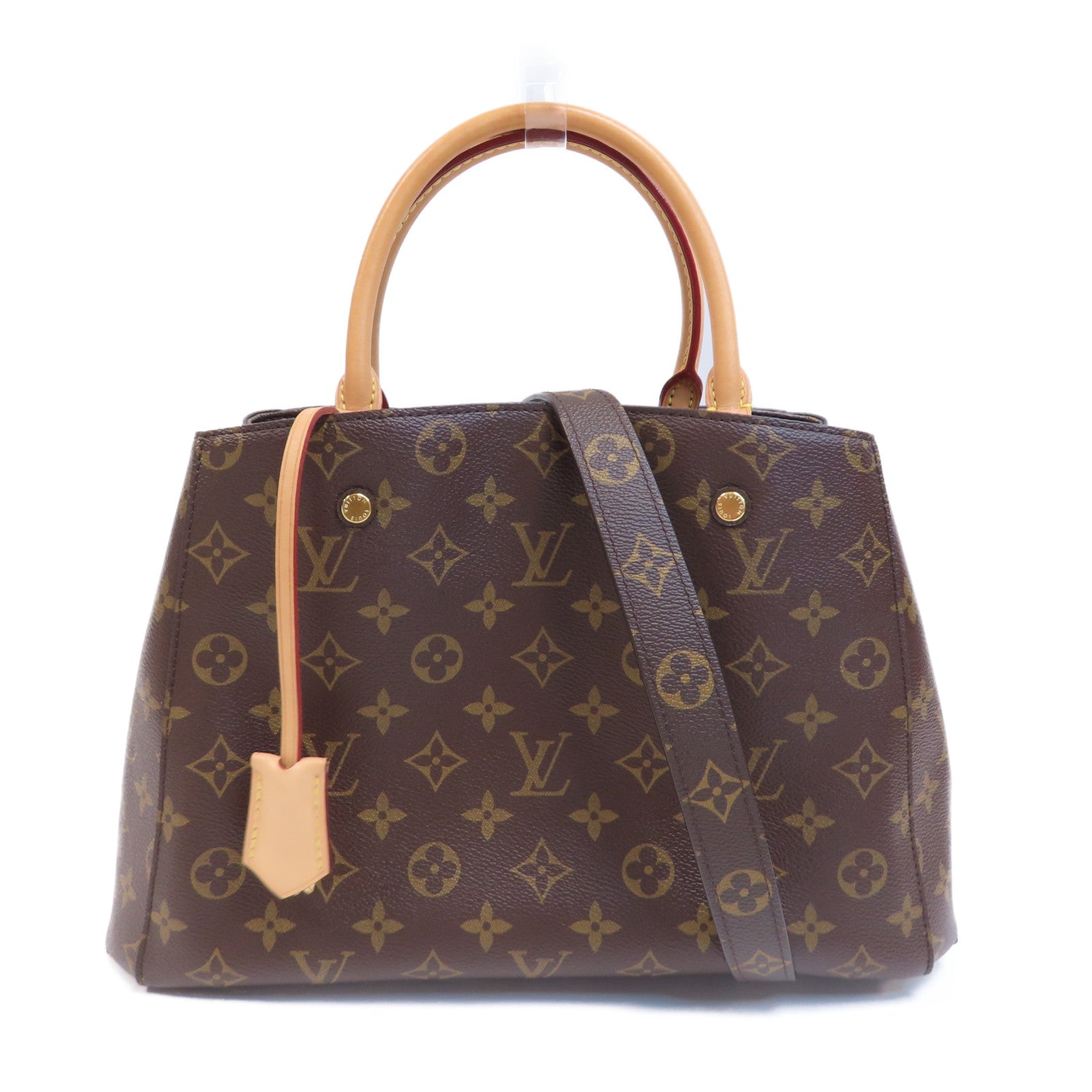LOUIS VUITTON Monogram Montaigne MM金扣手挽肩背兩用袋啡色
