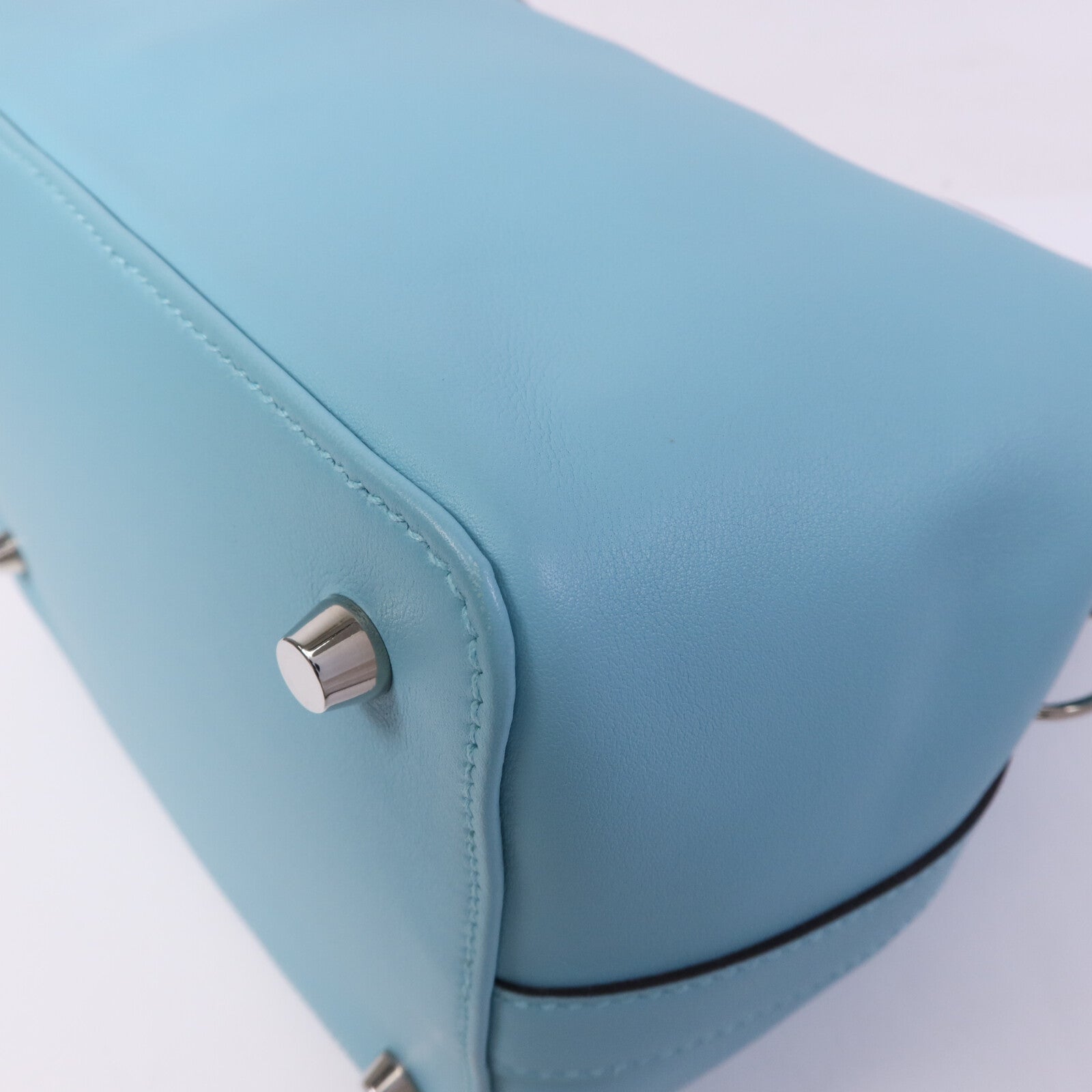 HERMES Swift皮革Toobox 20銀扣手挽肩背兩用袋Bleu St Cyr