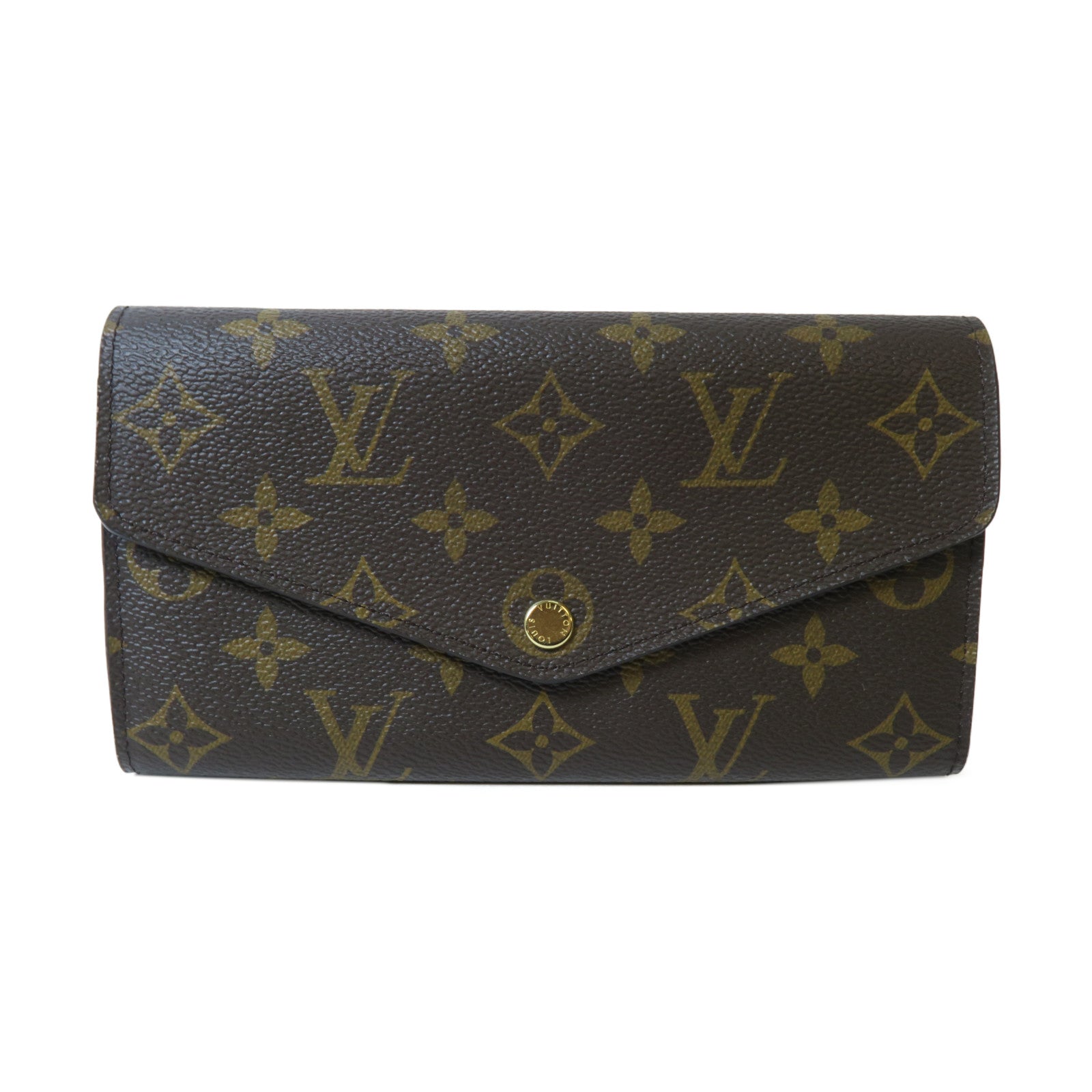 LOUIS VUITTON 【激減優惠】Monogram Sarah金扣鈕扣長錢包啡色