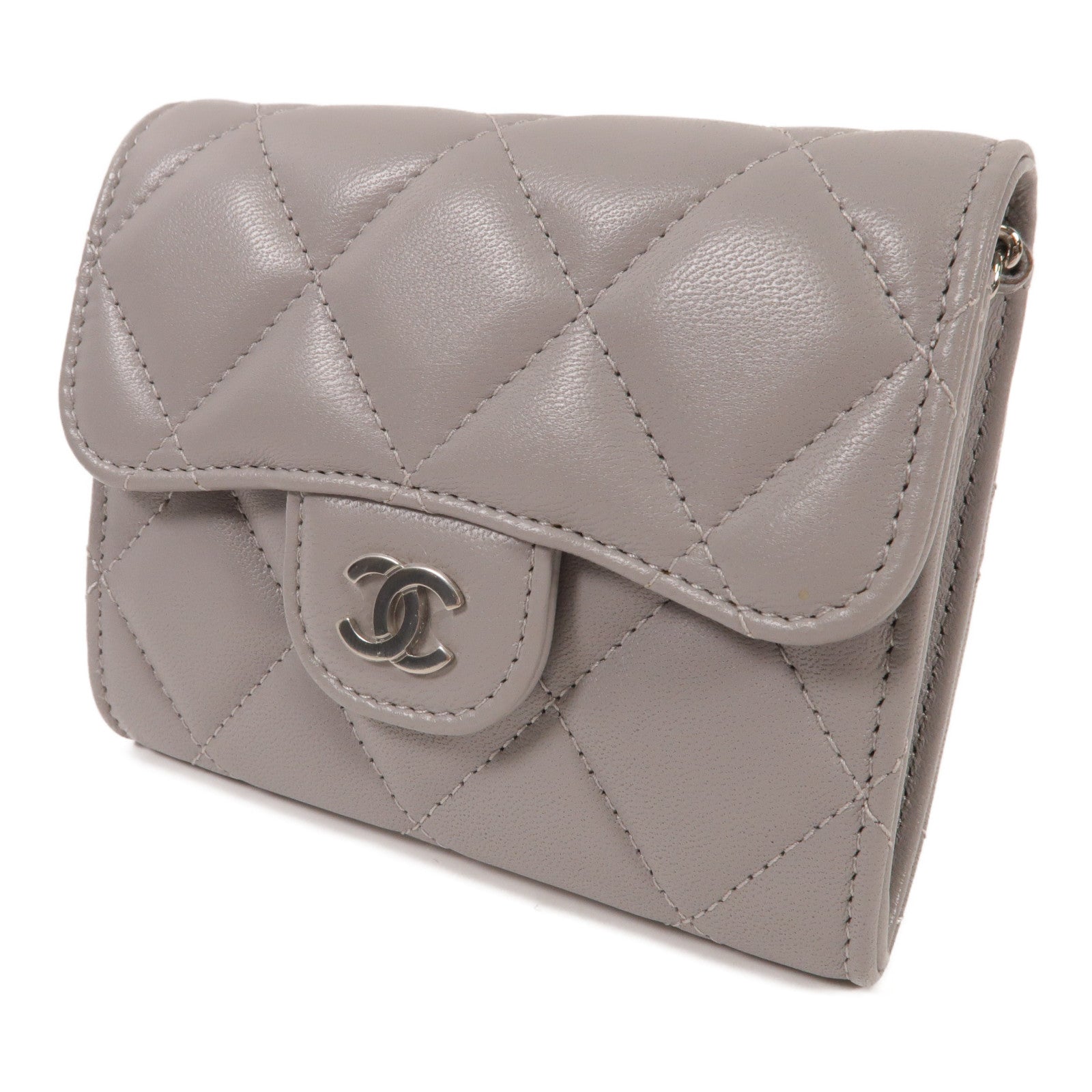CHANEL 羊皮皮革Matelasse Mini銀扣肩背袋