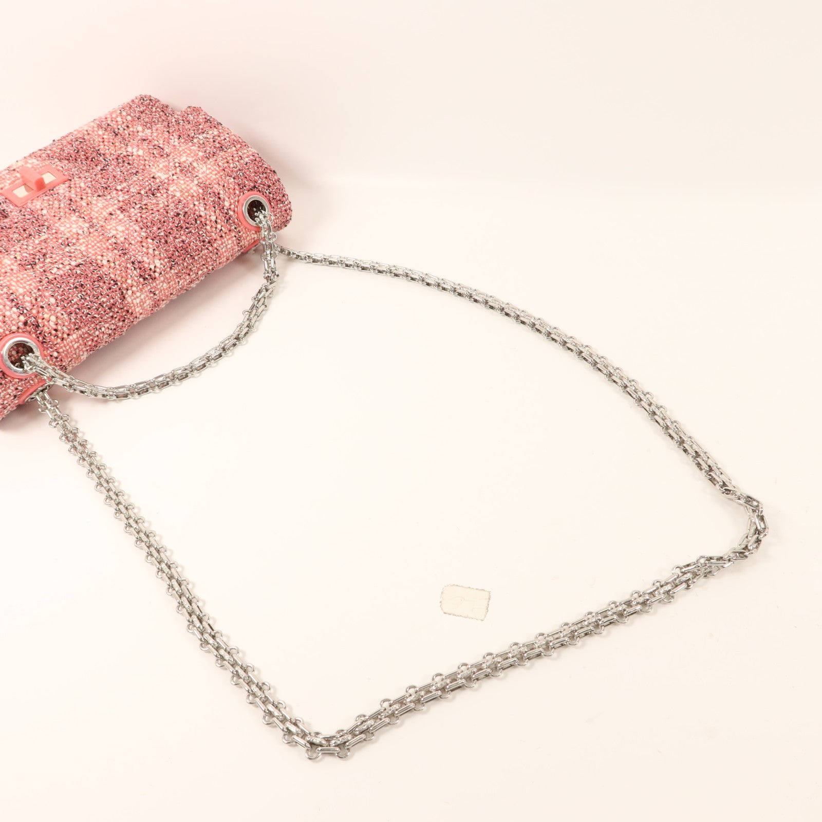 CHANEL 斜紋軟呢2.55 Small Shoulder Bag銀扣鏈帶肩背袋