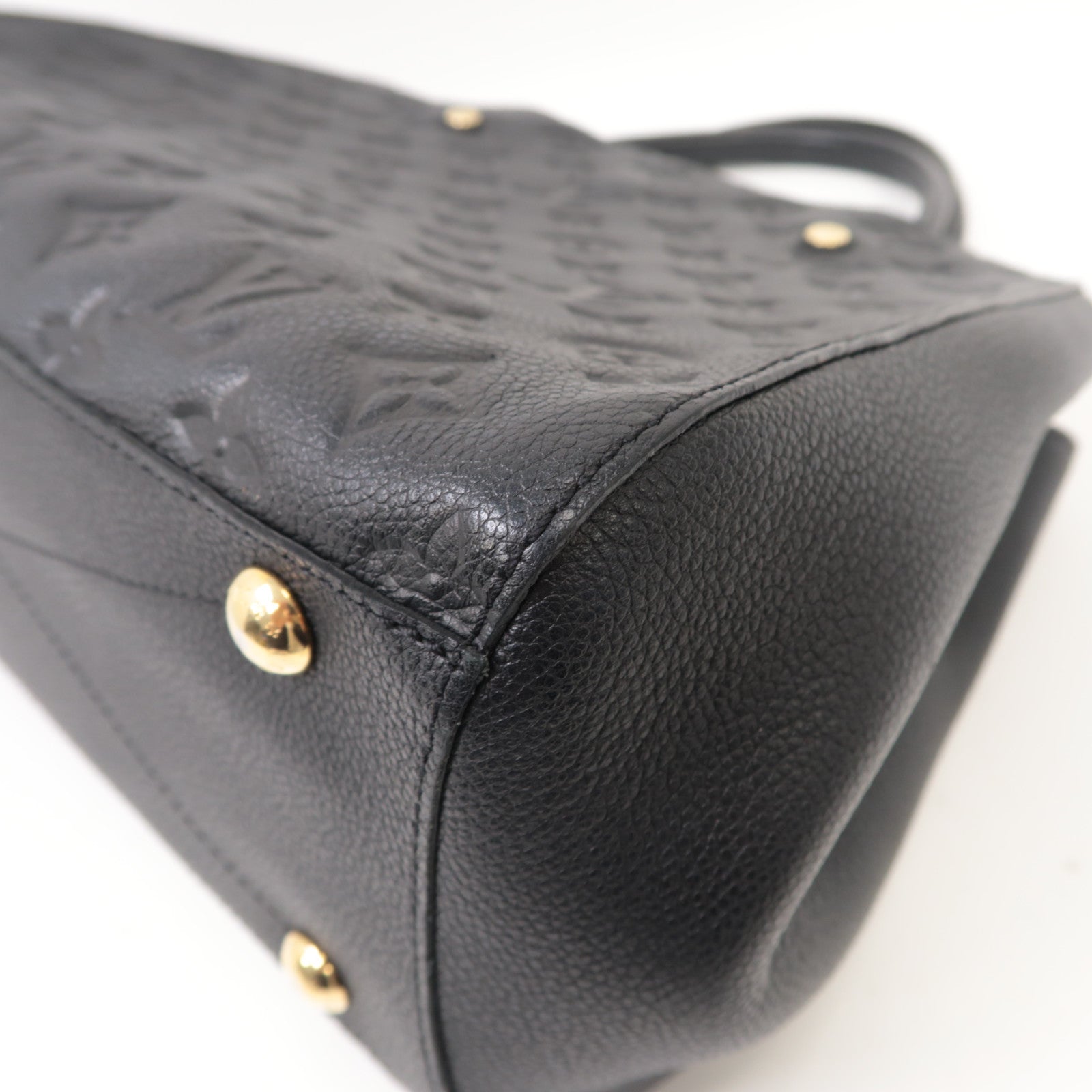 LOUIS VUITTON Monogram Empreinte Montaigne MM手挽肩背兩用袋黑色