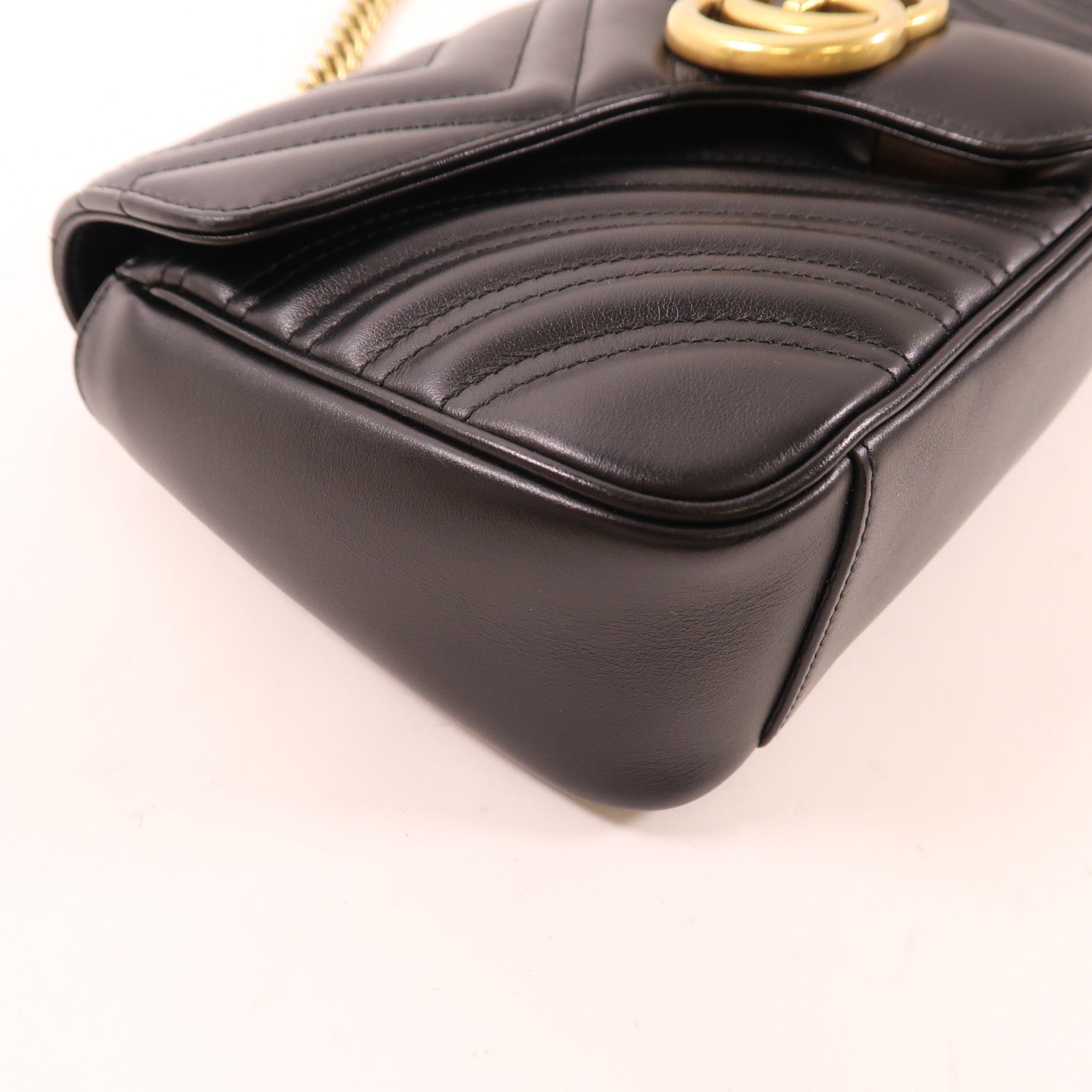 GUCCI 牛皮皮革GG Marmont Small Shoulder Bag金扣鏈帶肩背袋