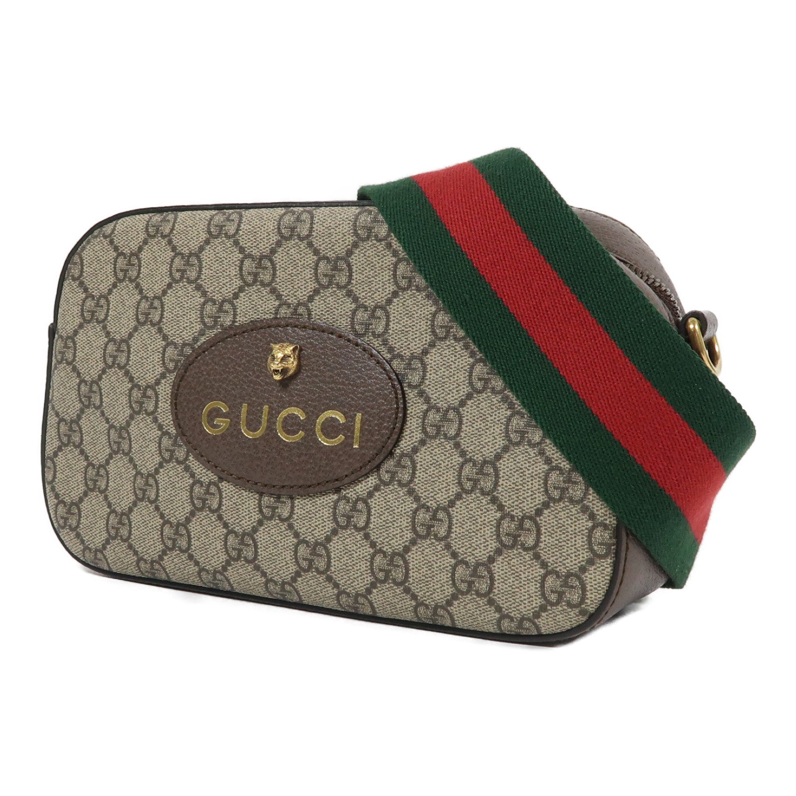 GUCCI 塗層帆布Neo Vintage GG Supreme金扣肩背袋啡色