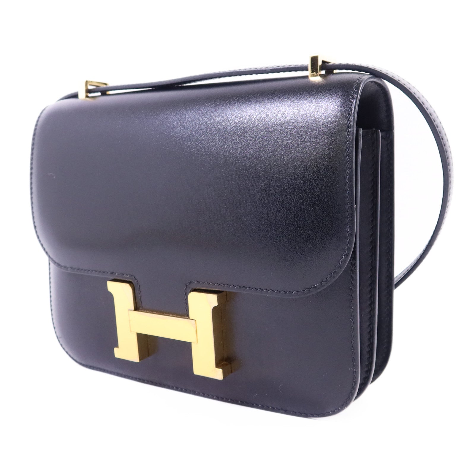 HERMES Box Calf皮革Constance Mini金扣肩背袋Noir