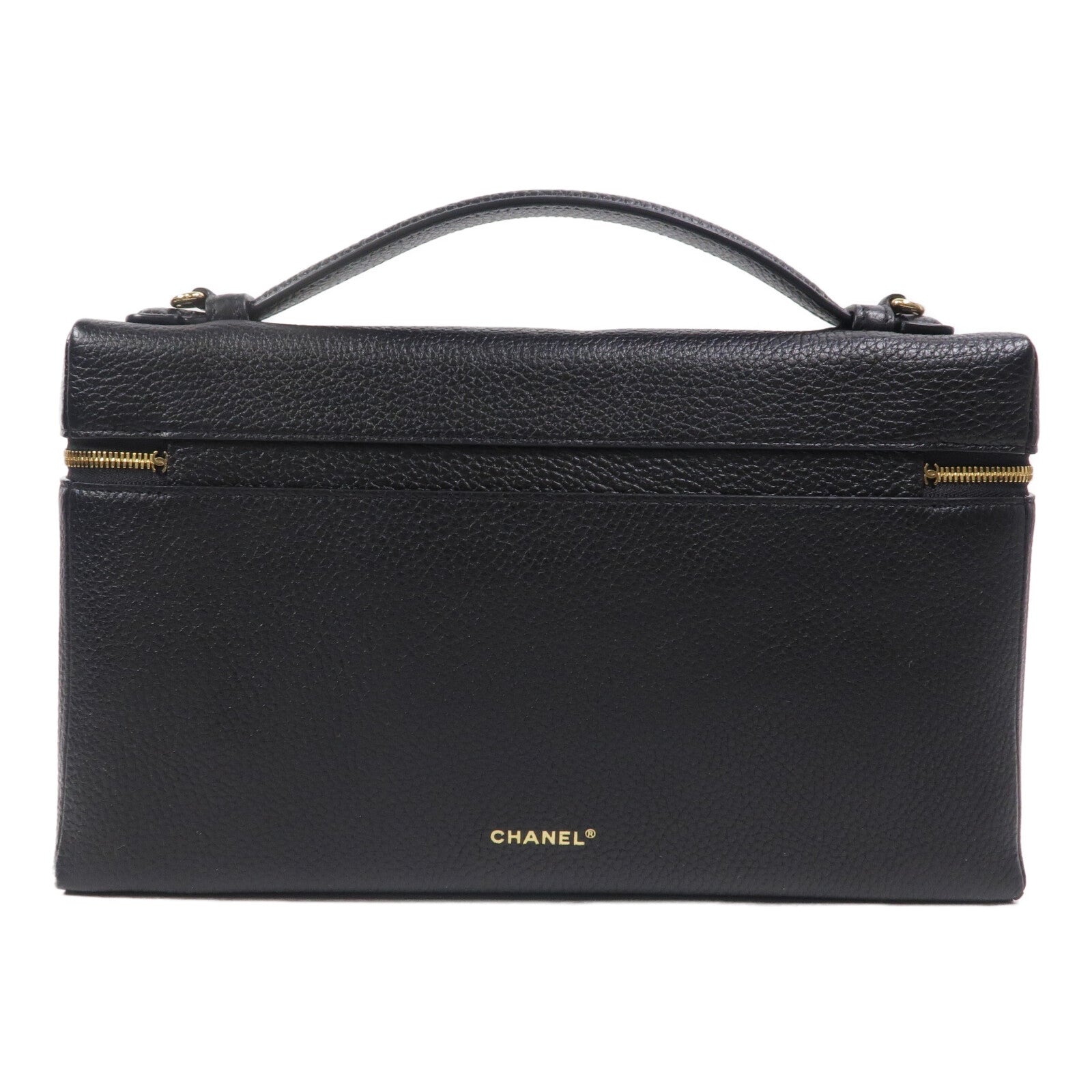 CHANEL 牛皮皮革Vanity With Chain鏈帶手挽肩背兩用袋