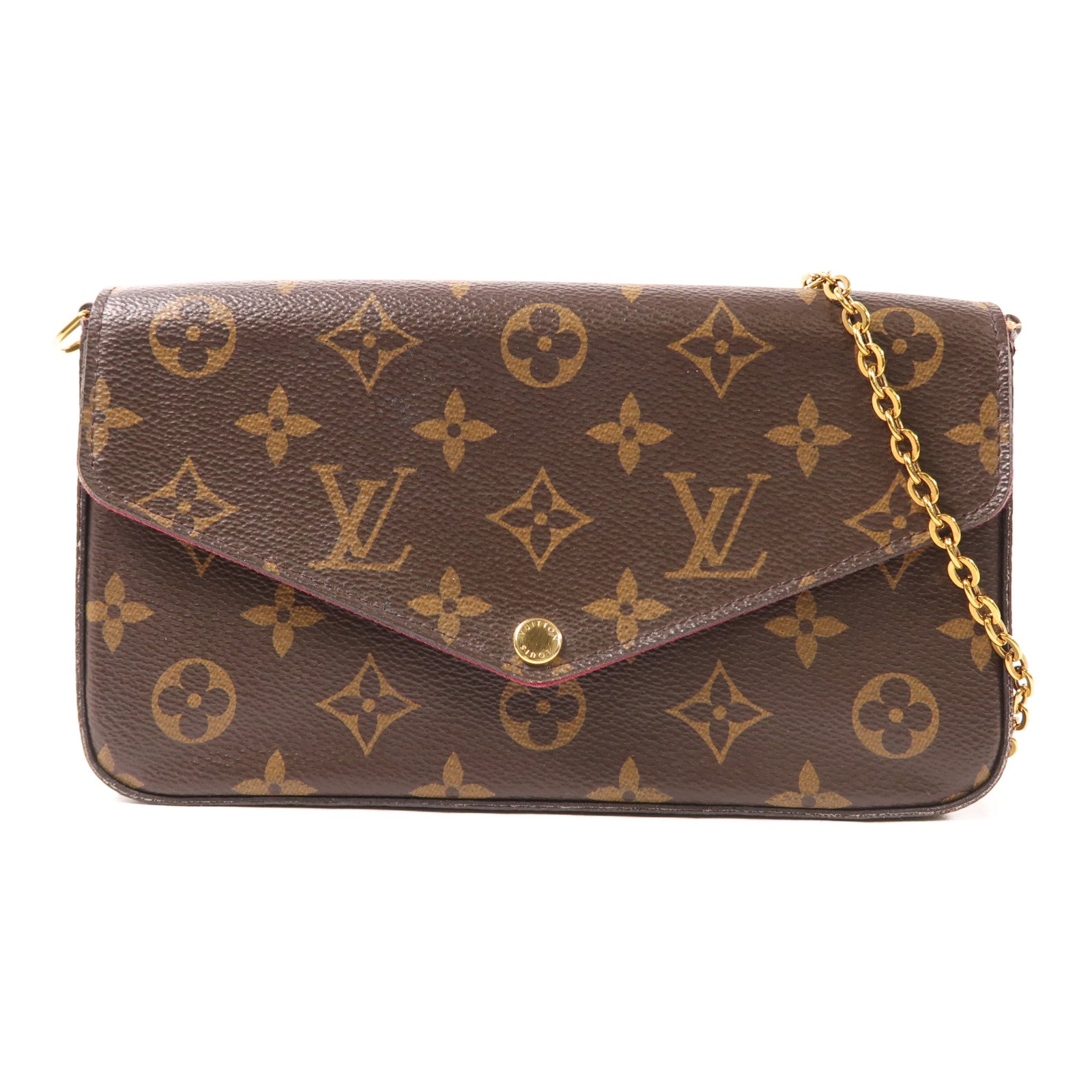 LOUIS VUITTON LV GHW Felicie Pochette Chain Shoulder Bag M61276 Monogram Brown