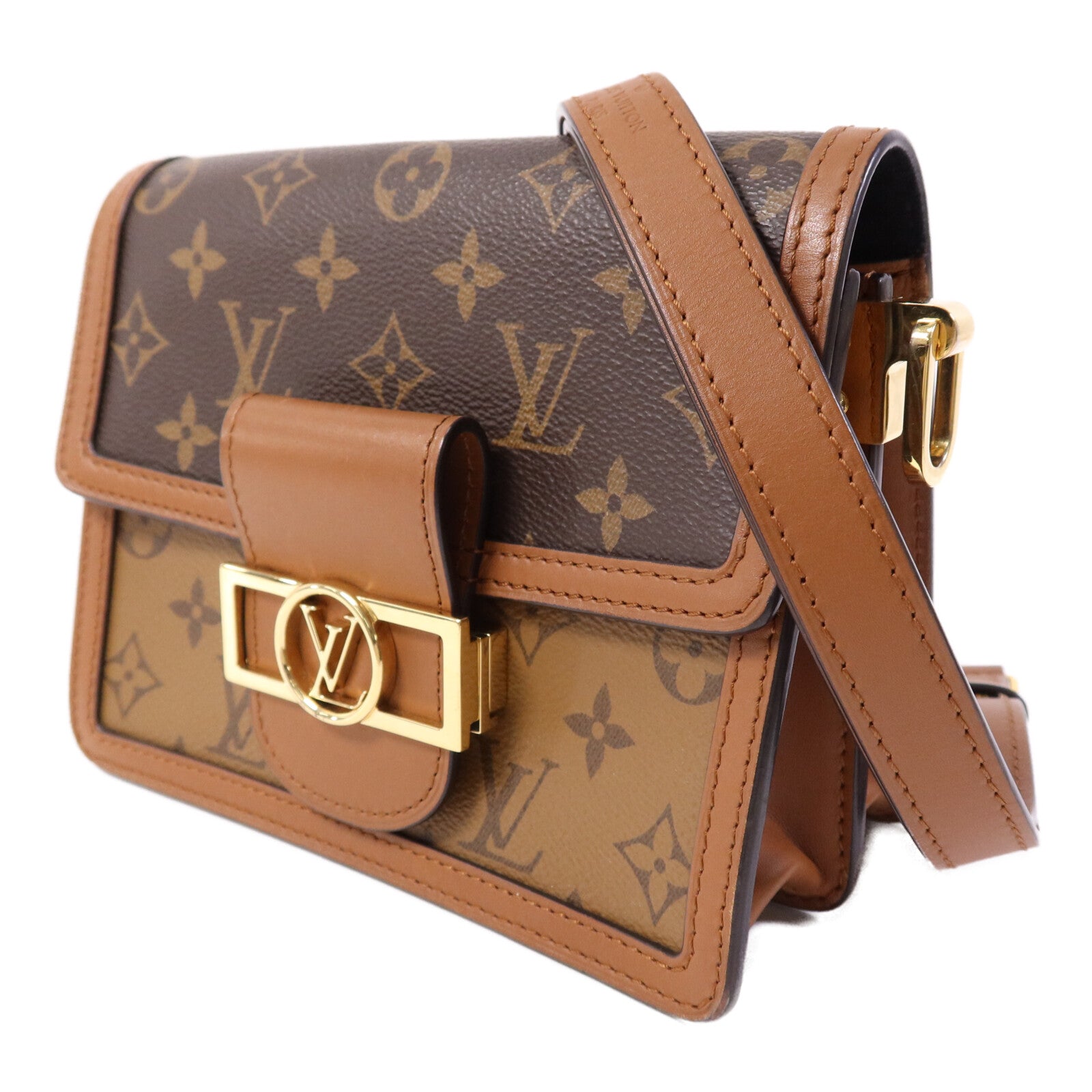LOUIS VUITTON 【激減優惠】Monogram Reverse Mini Dauphine 金扣肩背袋