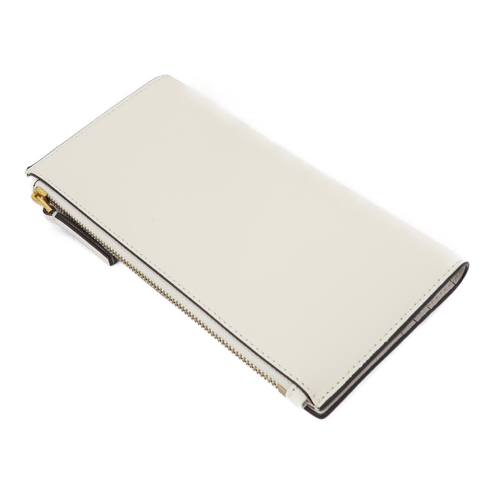 Tory Burch 牛皮皮革Zipper Long Wallet金扣長錢包白色