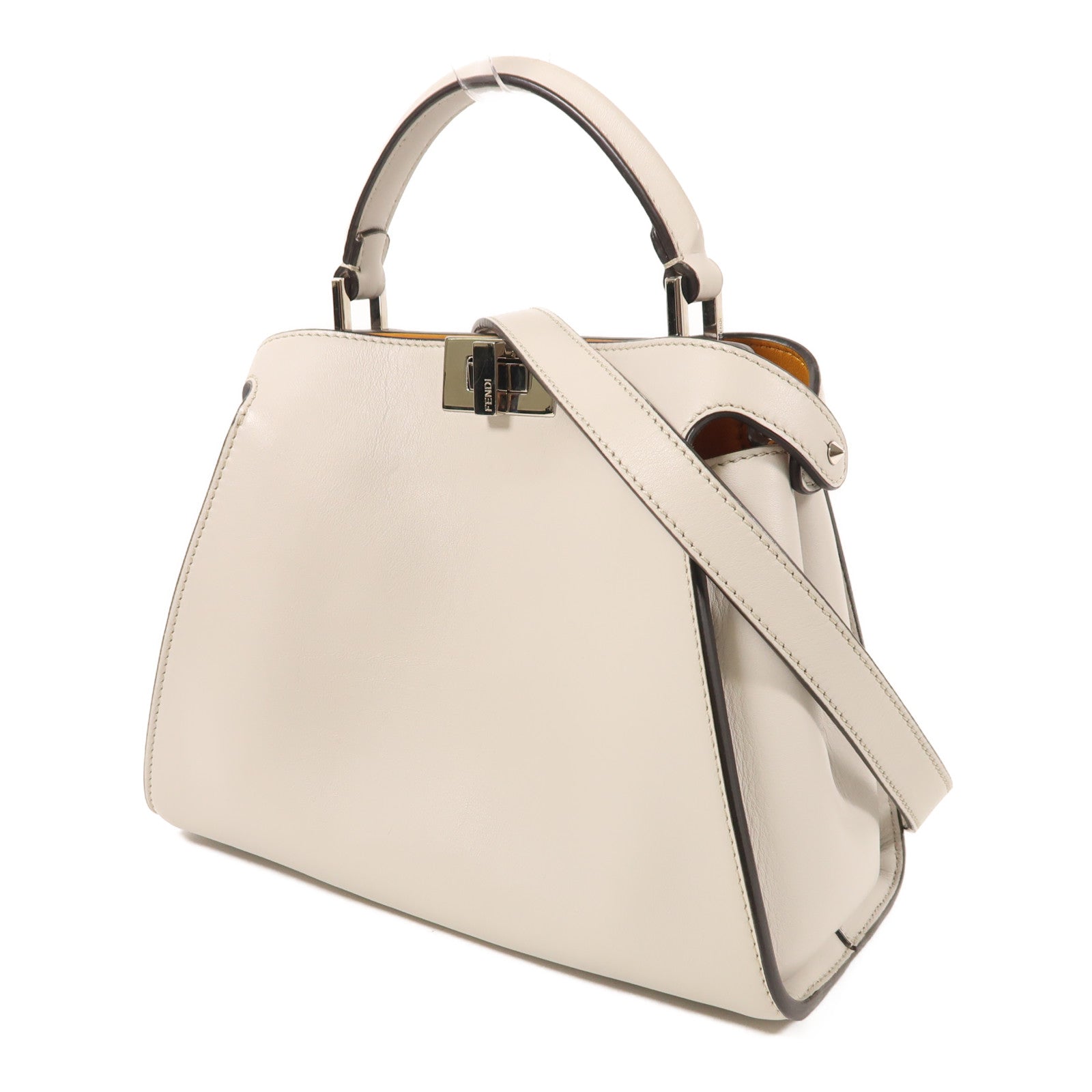 FENDI 牛皮皮革Peekaboo銀扣手挽肩背兩用袋