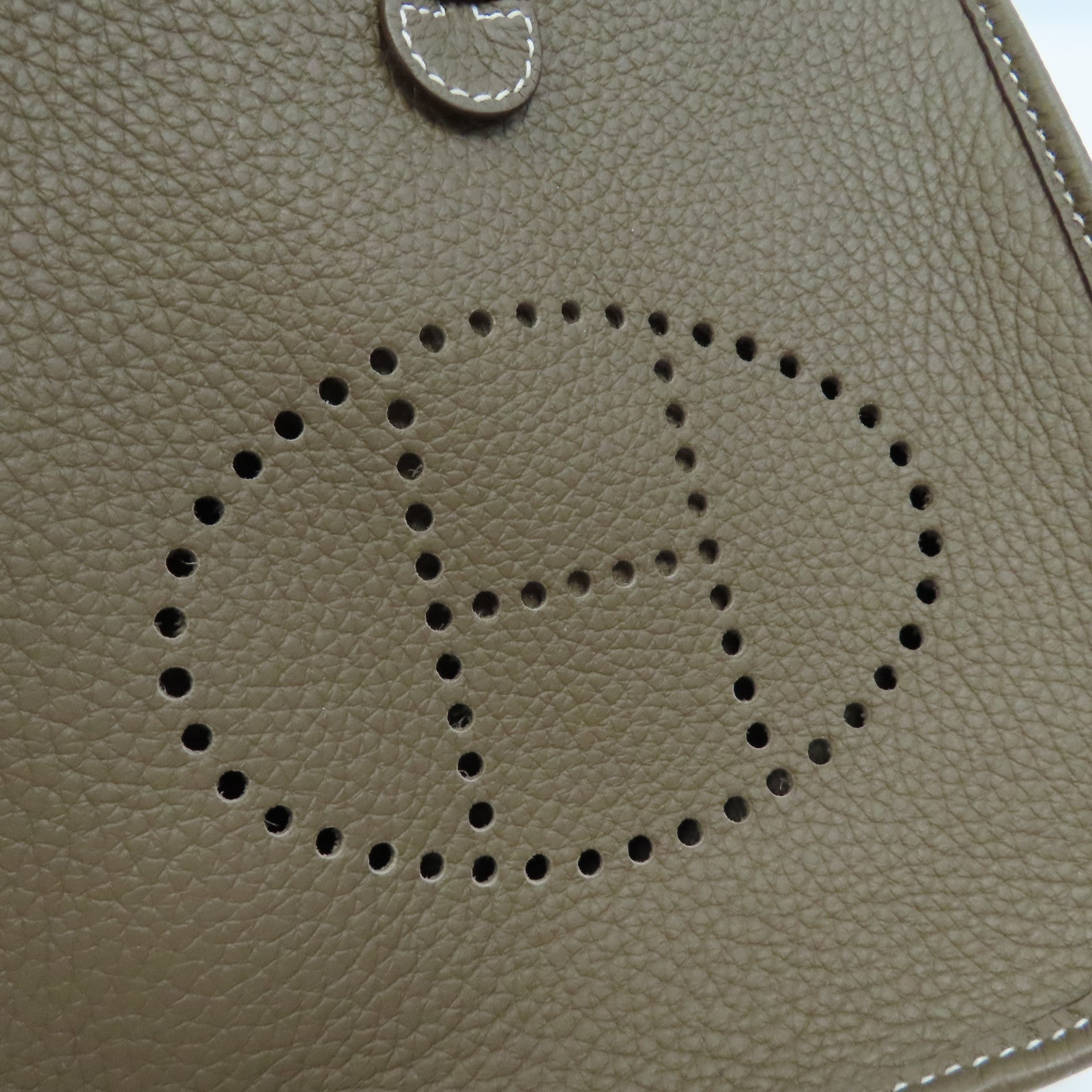 HERMES Clemence皮革Evelyne TPM Shoulder Bag銀扣肩背袋Etoupe/啡色