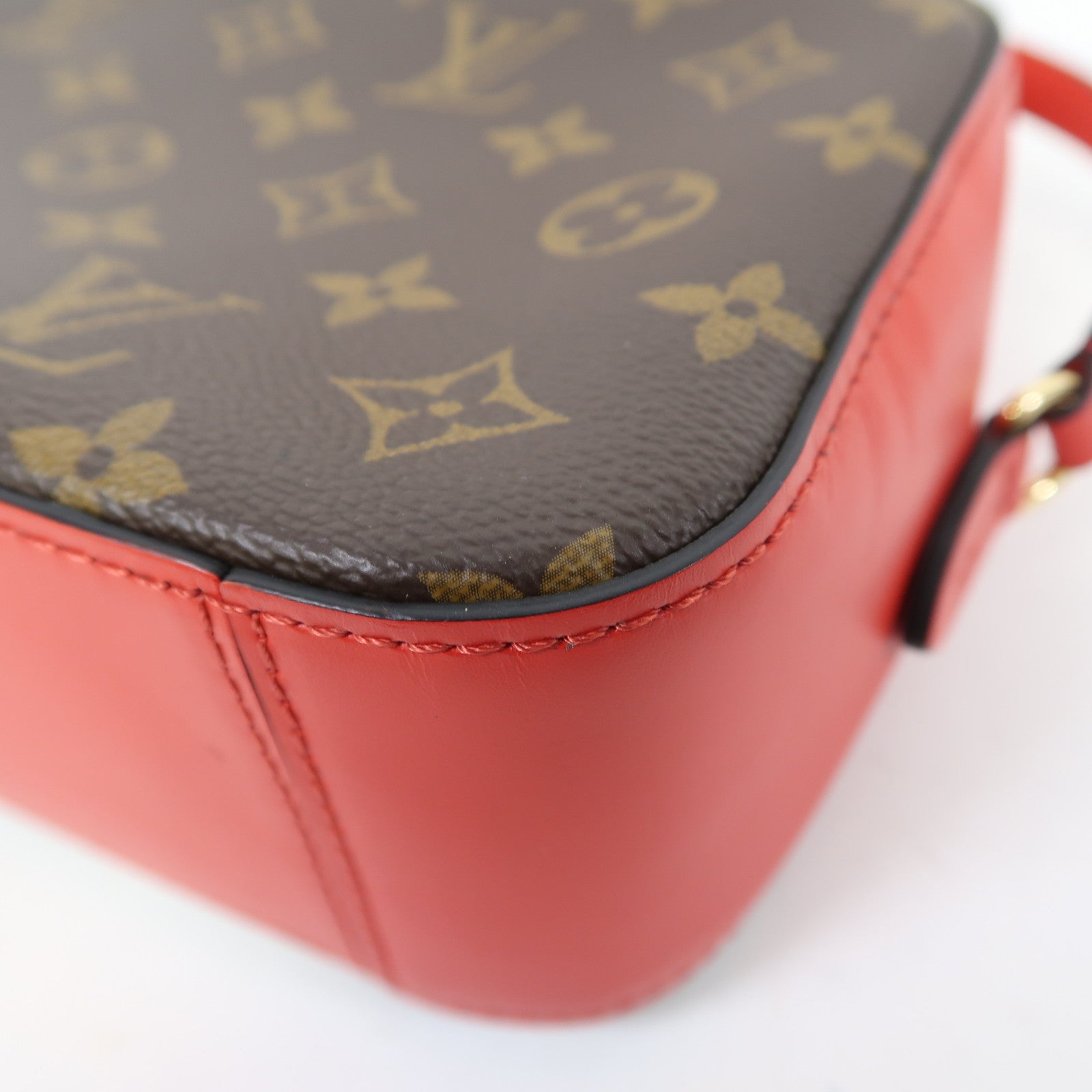 LOUIS VUITTON Monogram Saintonge金扣肩背袋啡色/紅色