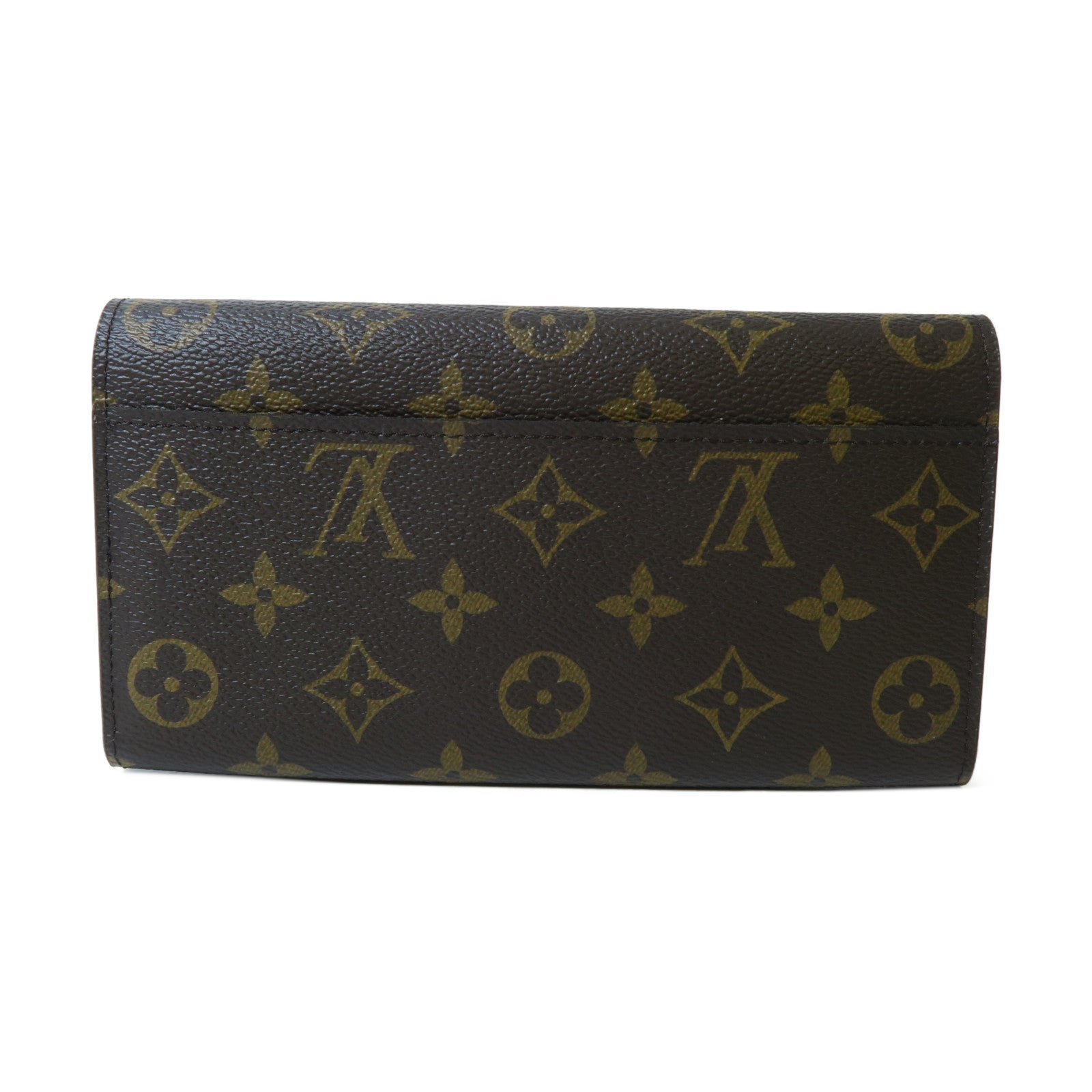 LOUIS VUITTON 【激減優惠】Monogram Sarah金扣鈕扣長錢包啡色