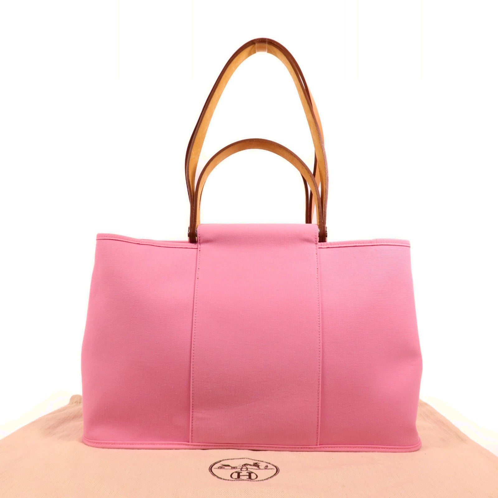 HERMES 帆布Cabag銀扣手挽肩背兩用袋