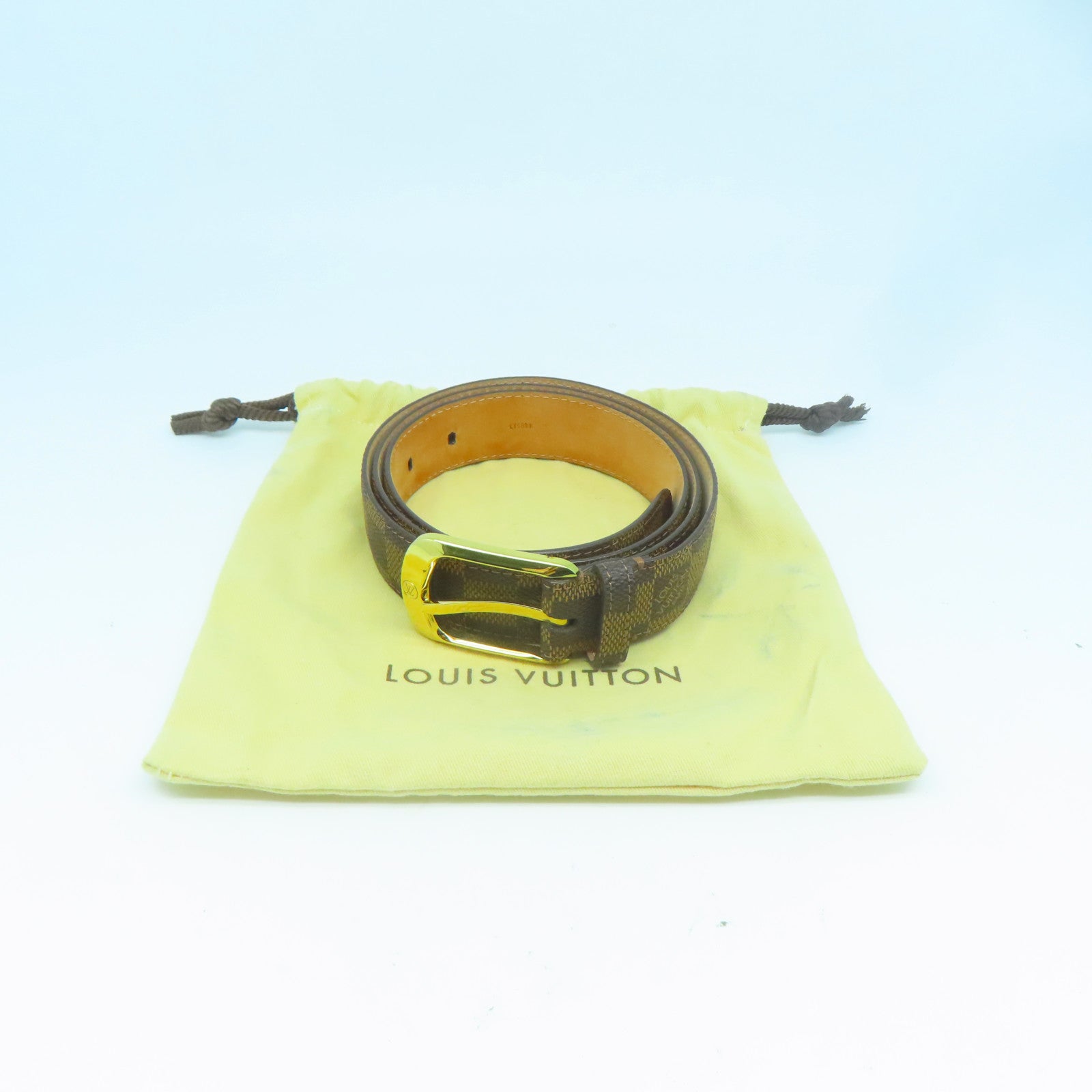 LOUIS VUITTON 【激減優惠】Damier Belt金扣皮帶啡色