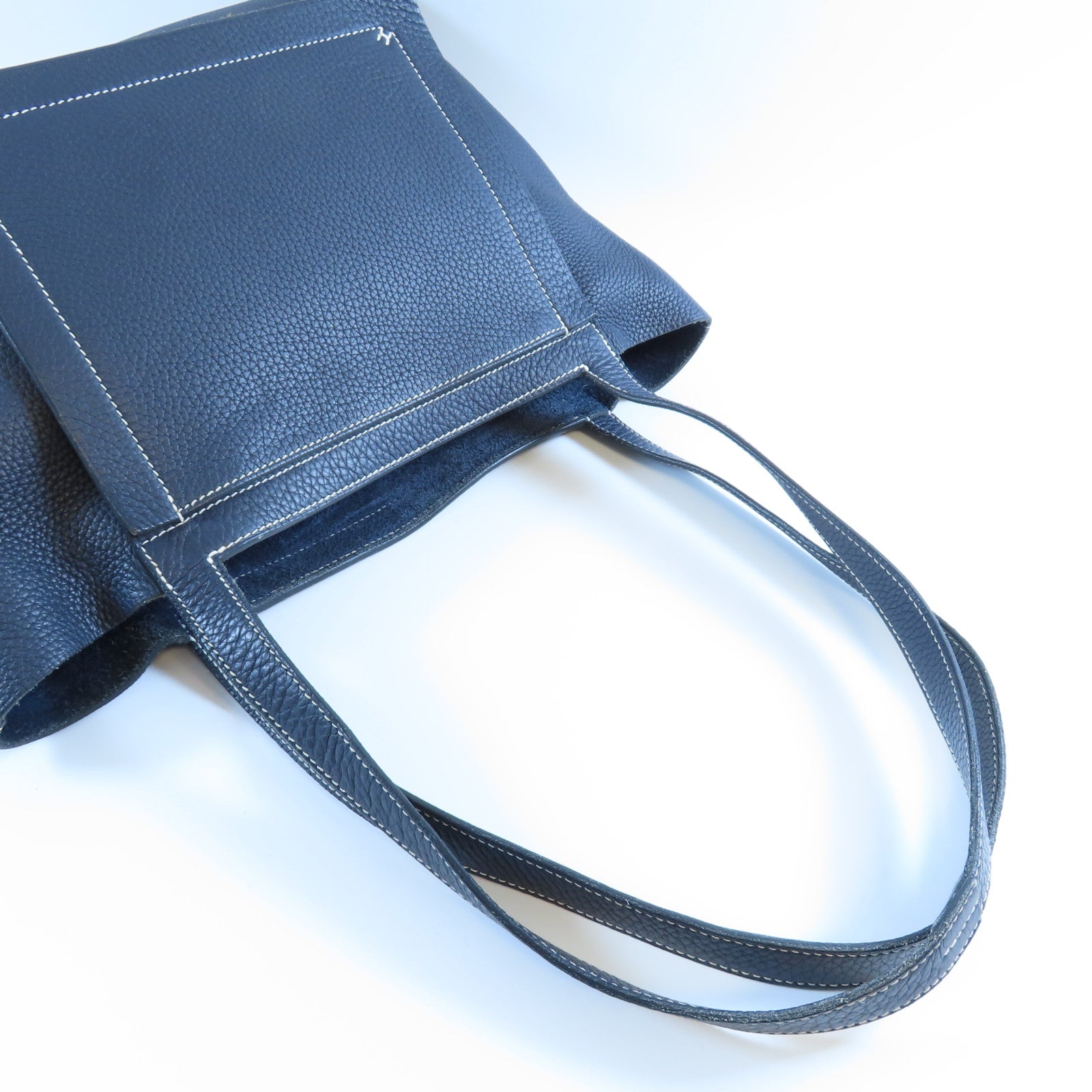 HERMES 【激減優惠】Clemence皮革Cabasellier 31肩背袋Bleu Nuit午夜藍色